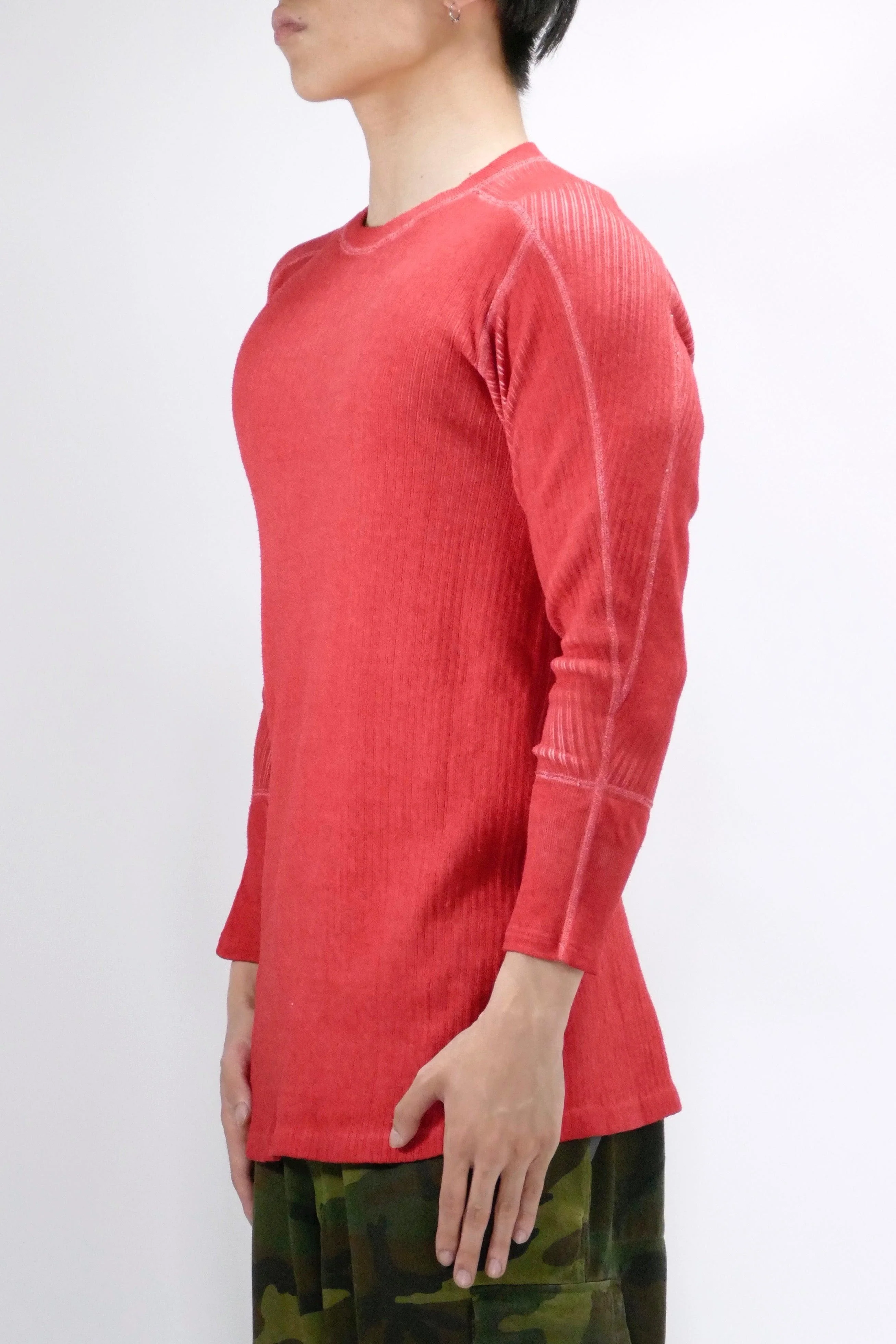 Myar Swedish Long Sleeve Ribbed Tee - Red - Image 3