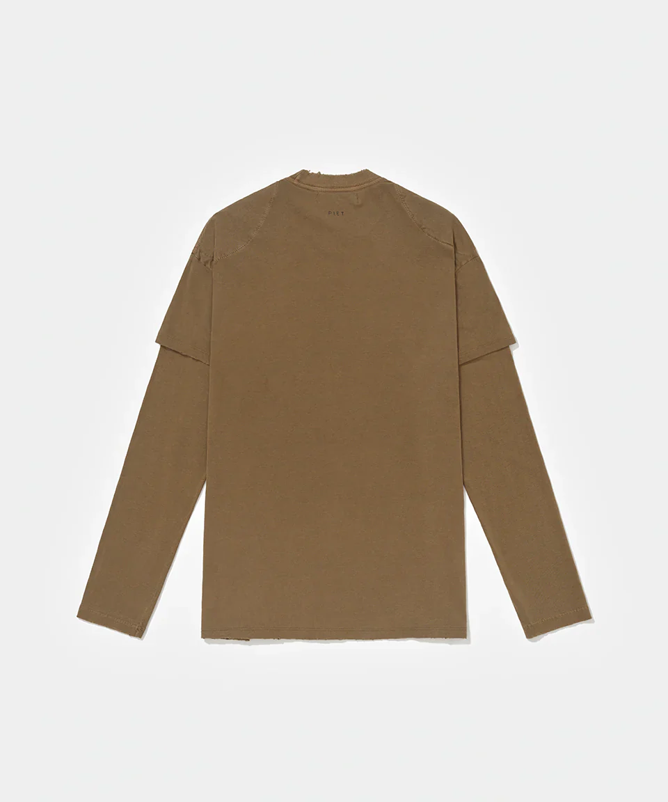 Piet Double LS Tee - Khaki - Image 2