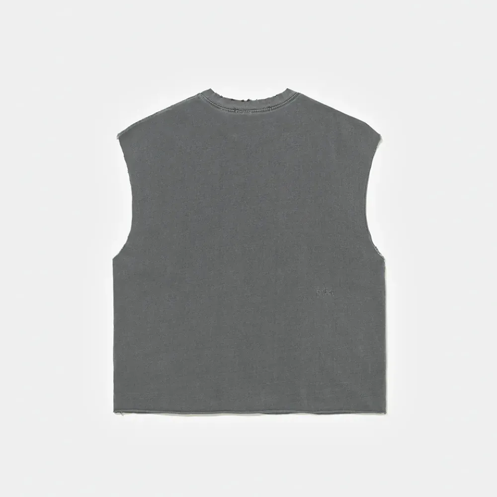 Piet Emblem Oversized Raw Edge Tank - Vintage Black - Image 2