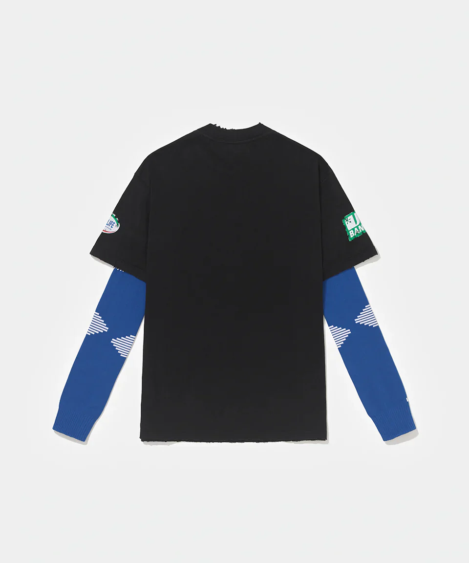 Piet F.C. LS Knitted Tee - Black/Blue - Image 2