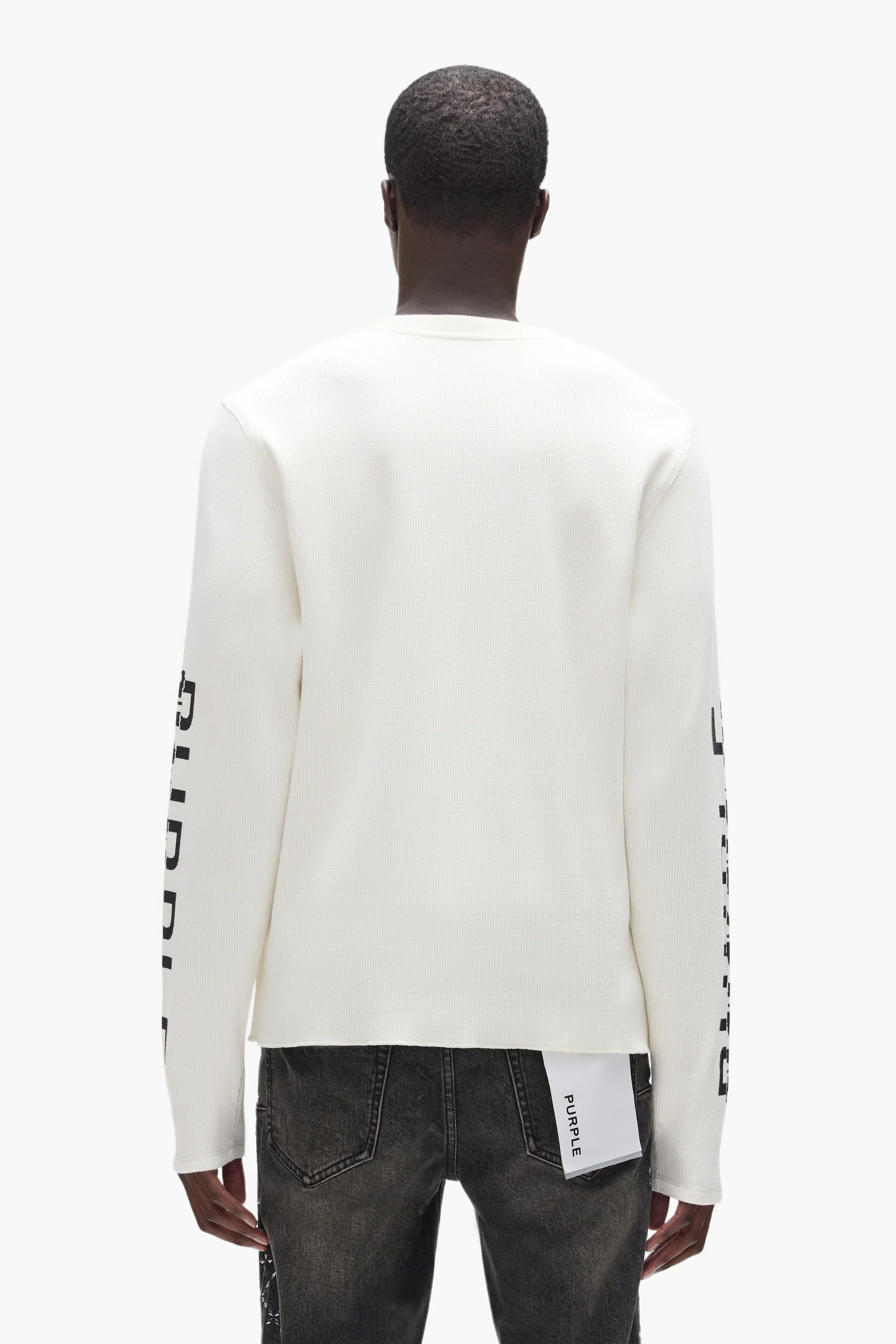 Purple Brand Diptych Waffle L/S Tee - White - Image 3