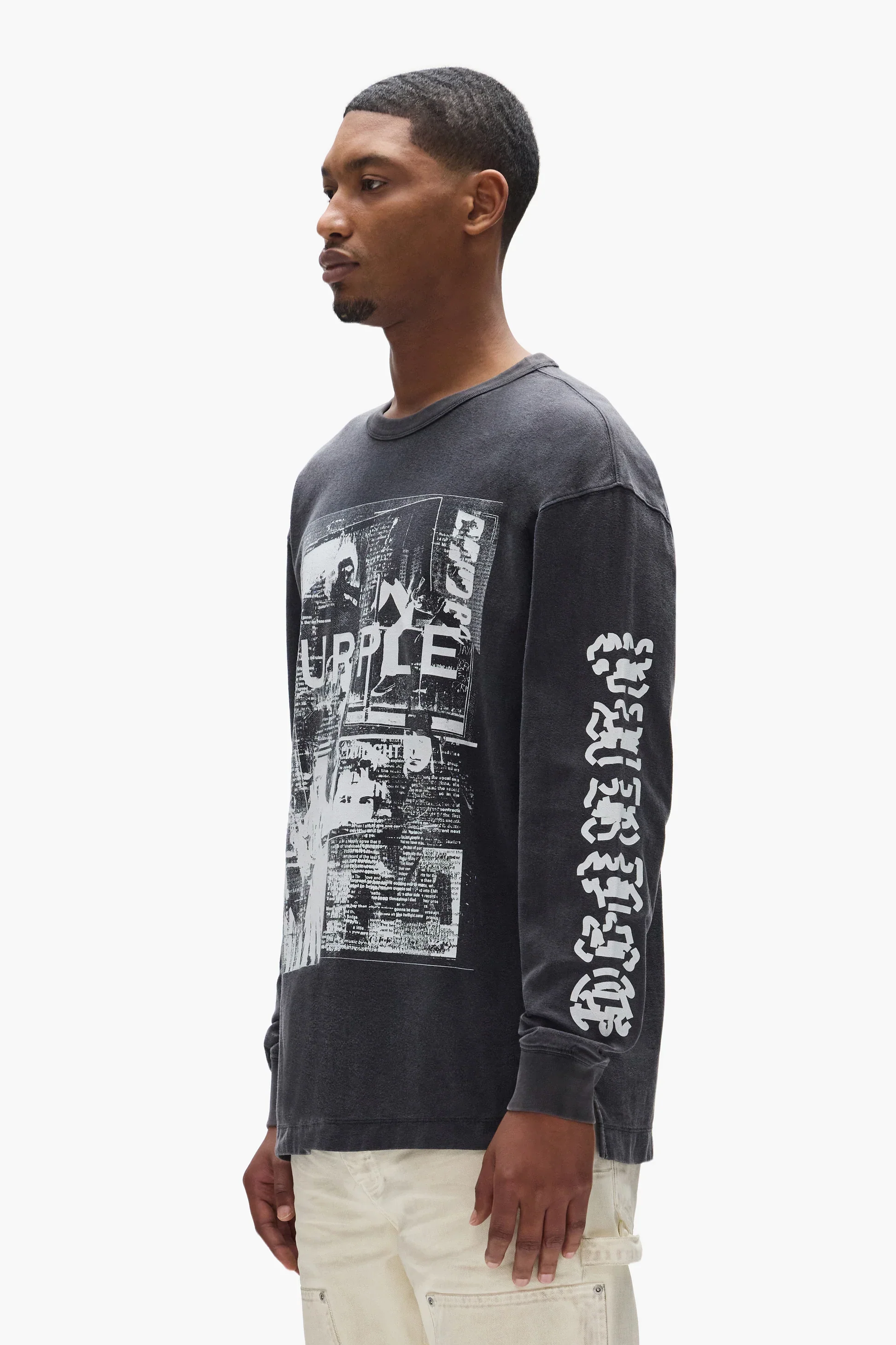 Purple Brand New Wave Waffle L/S Tee - Black - Image 2