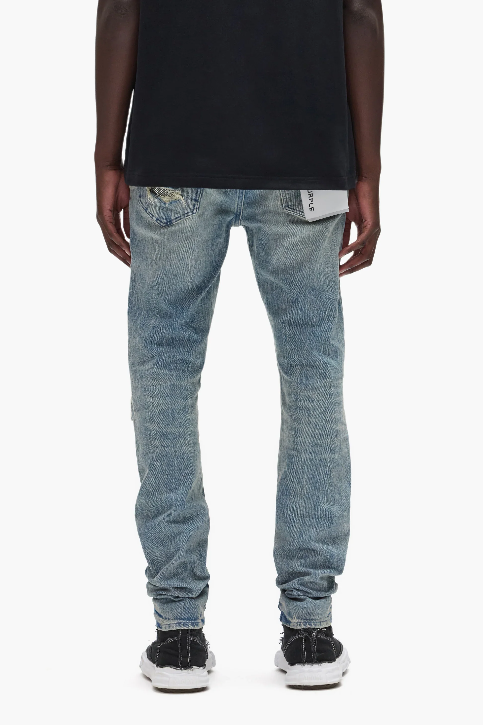 Purple Brand P001 Skinny Beaded Repair Jeans - Light Indigo - Image 3
