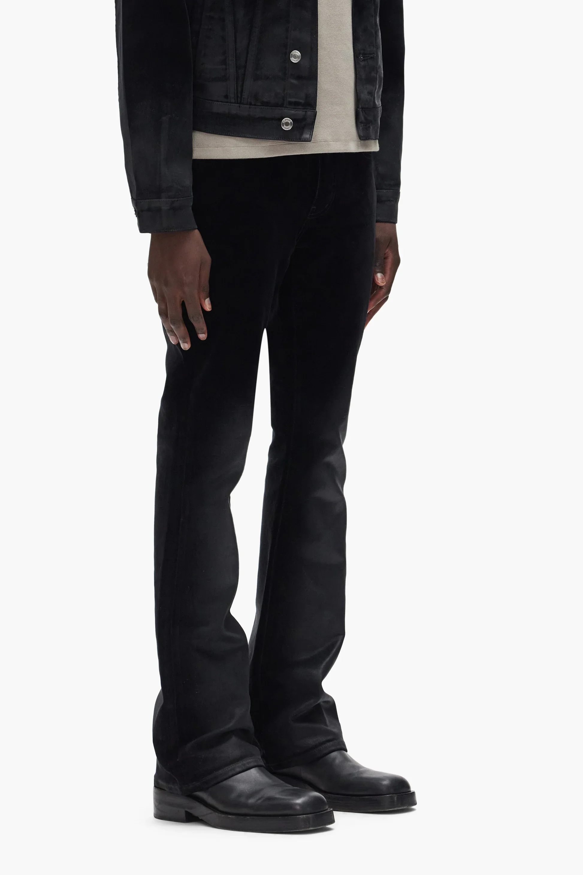 Purple Brand P004 Flare Flock Dipped Jeans - Black - Image 2