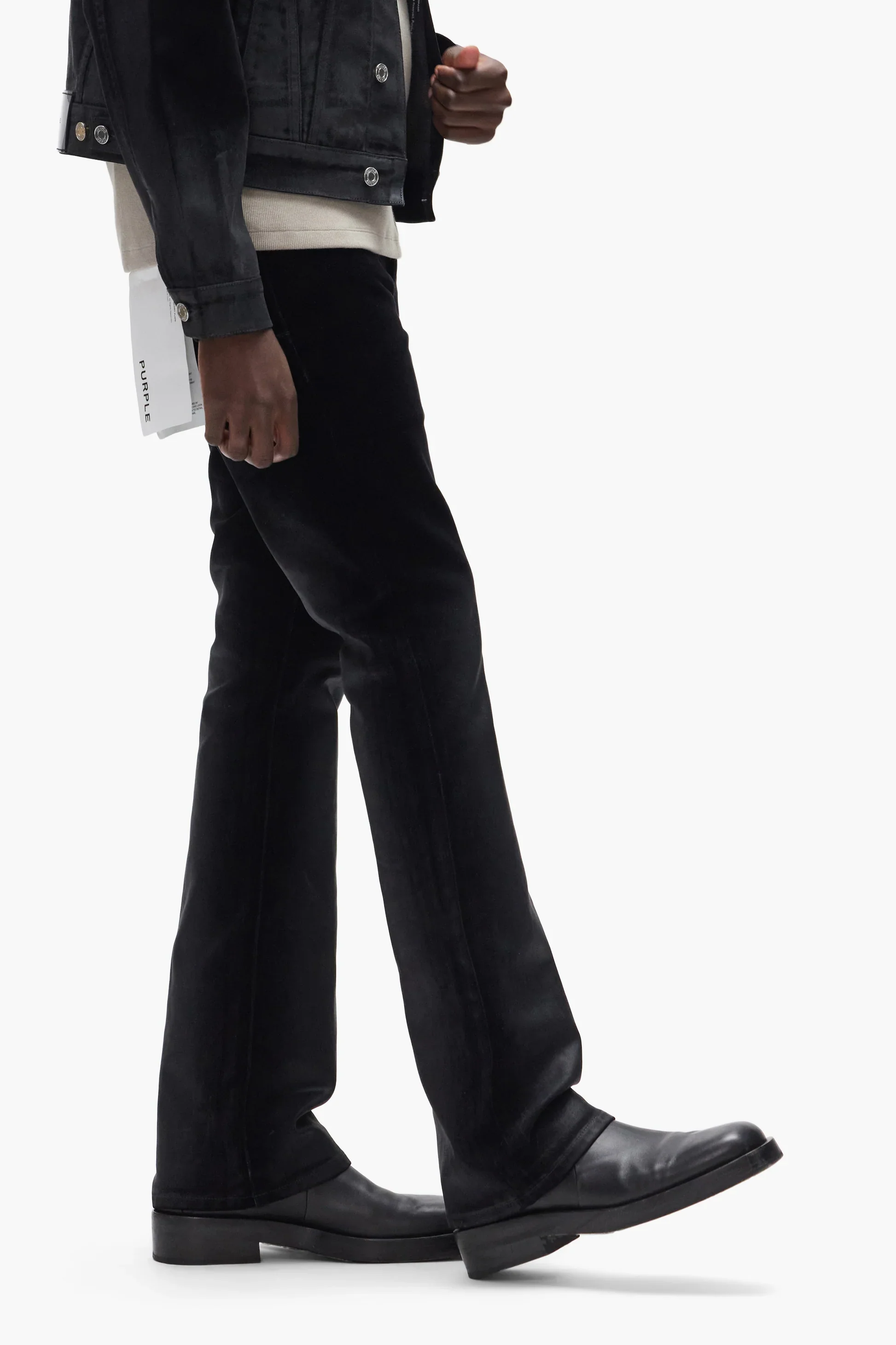 Purple Brand P004 Flare Flock Dipped Jeans - Black - Image 4