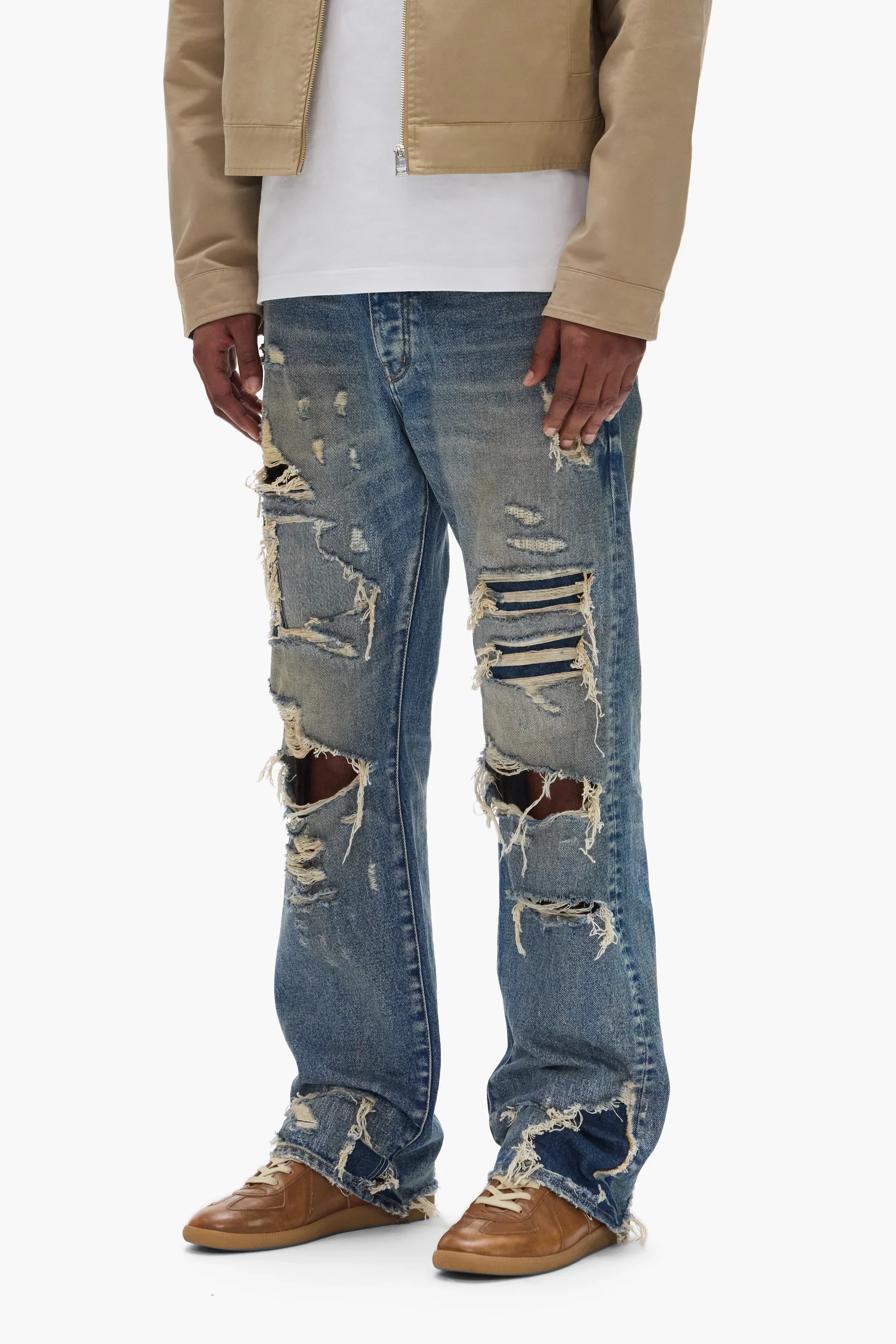 Purple Brand P011 Repair Blowout Jeans - Mid Indigo - Image 2