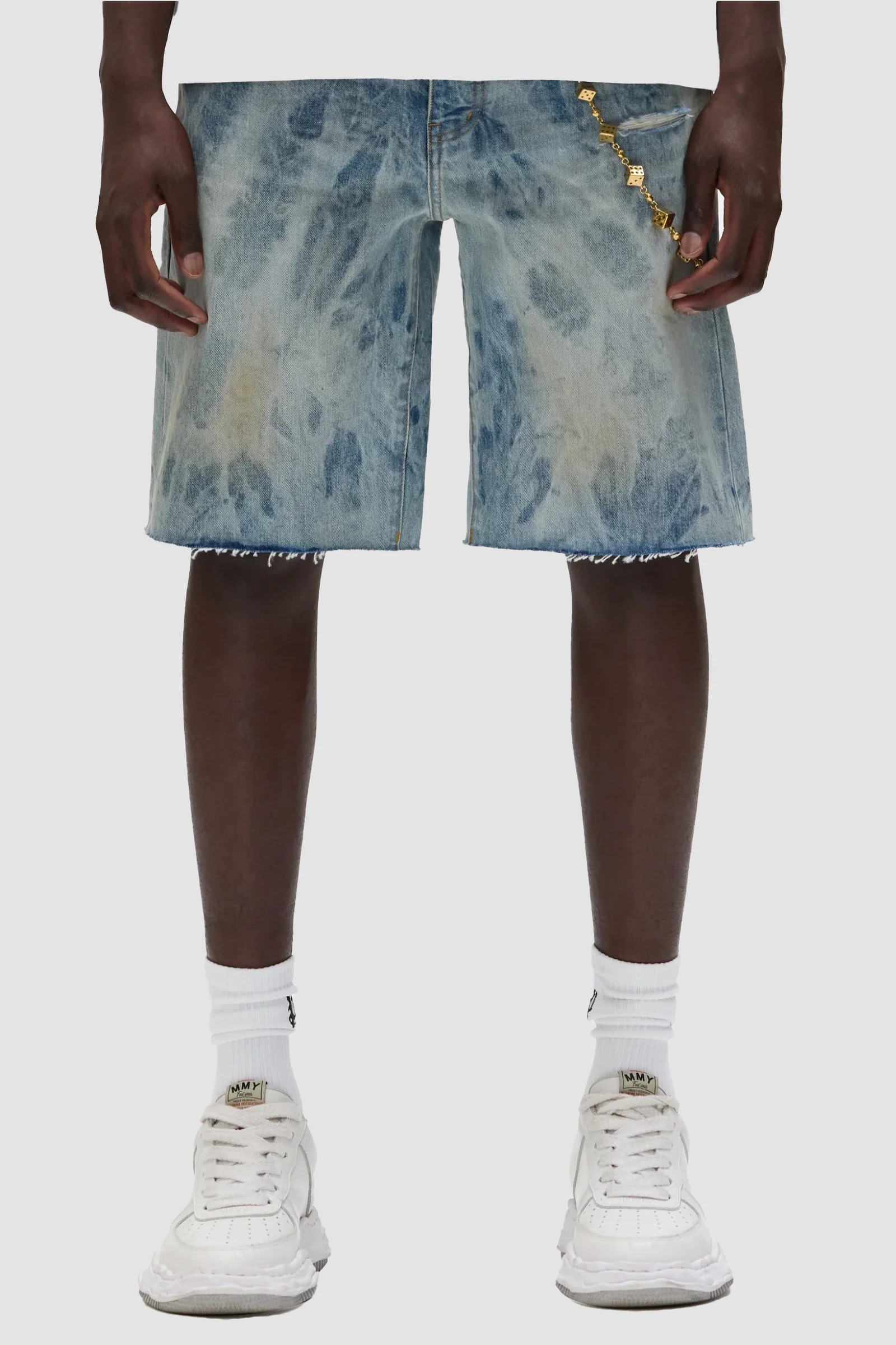 Purple Brand P059 Mixed Paint Shorts - Mid Indigo