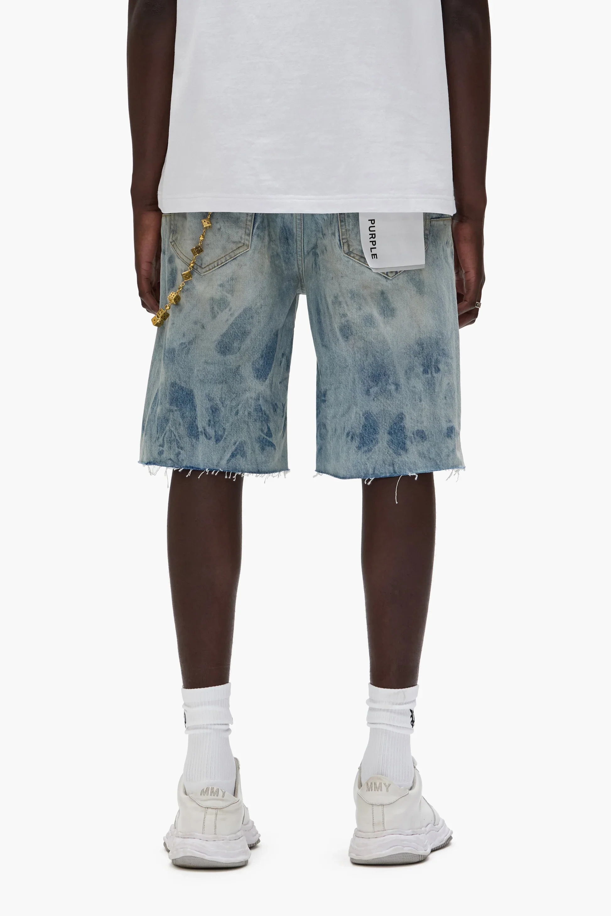 Purple Brand P059 Mixed Paint Shorts - Mid Indigo - Image 3