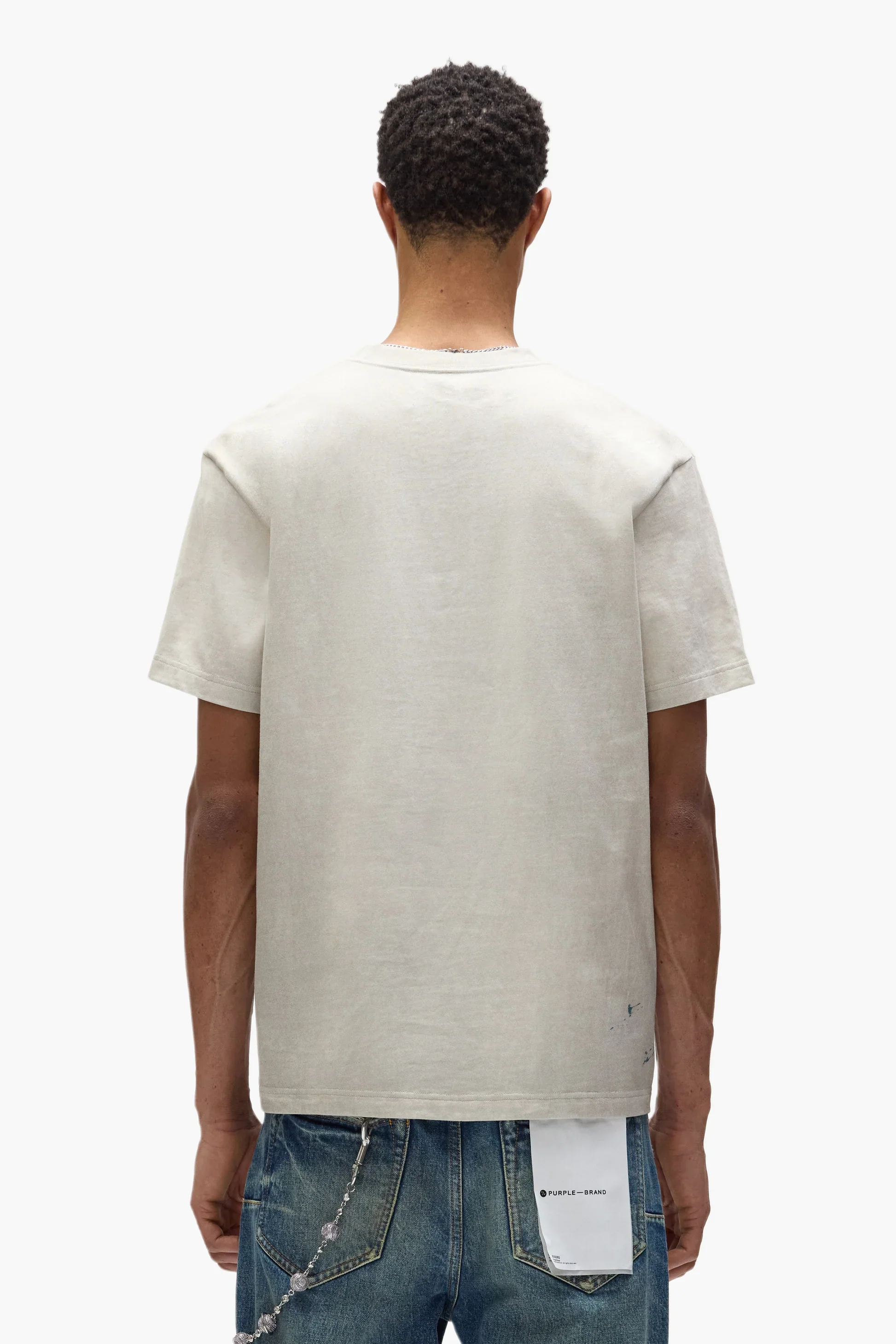 Purple Brand Wordmark Tee - Khaki - Image 3