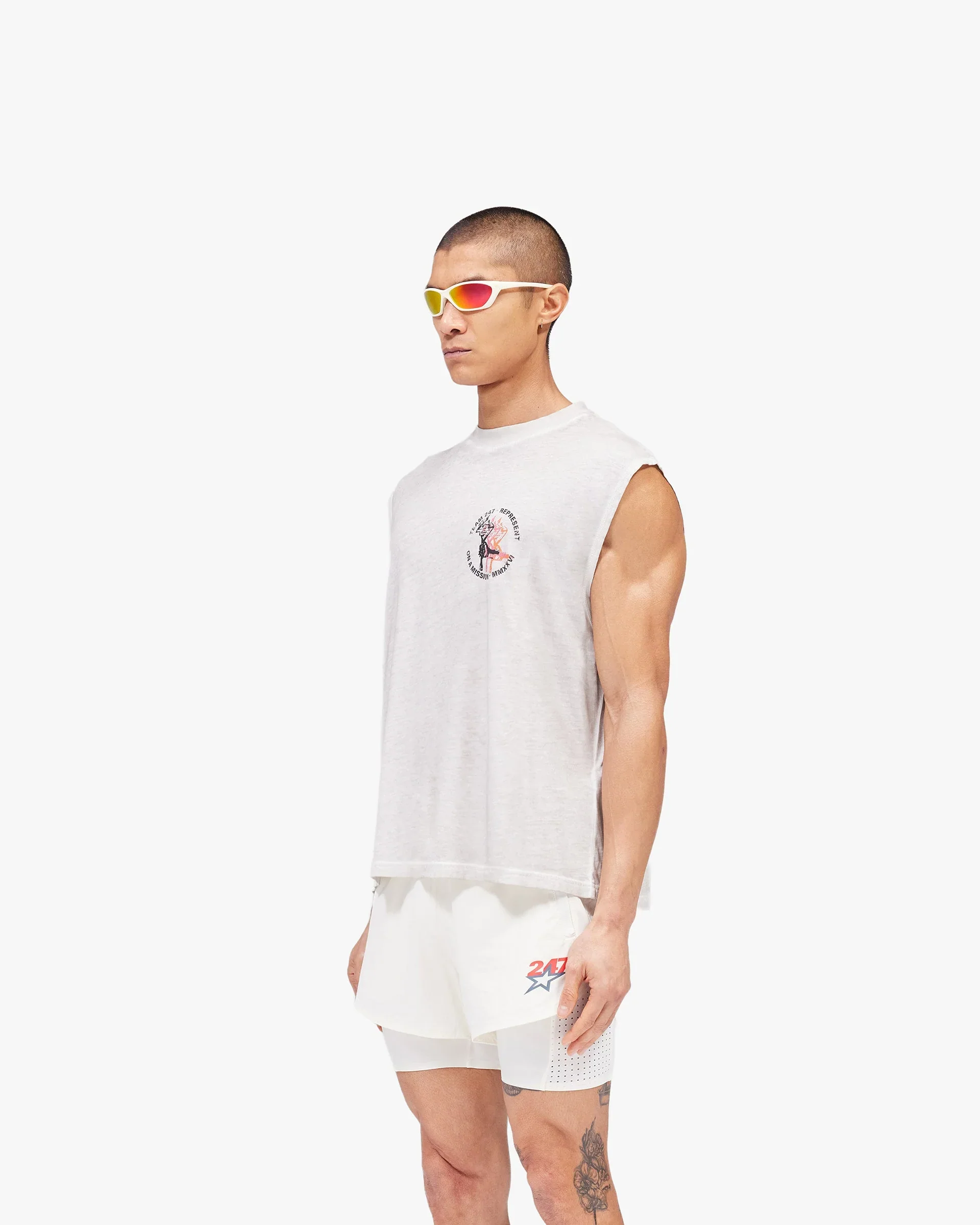 Represent 247 Torch Cropped Tank - Bleach Wash - Image 2