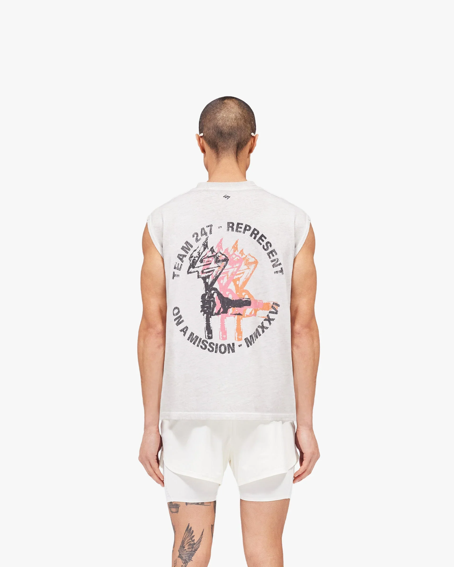 Represent 247 Torch Cropped Tank - Bleach Wash - Image 3