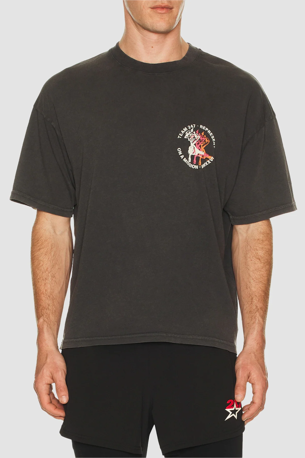 Represent 247 Torch Cropped Tee - Washed Black