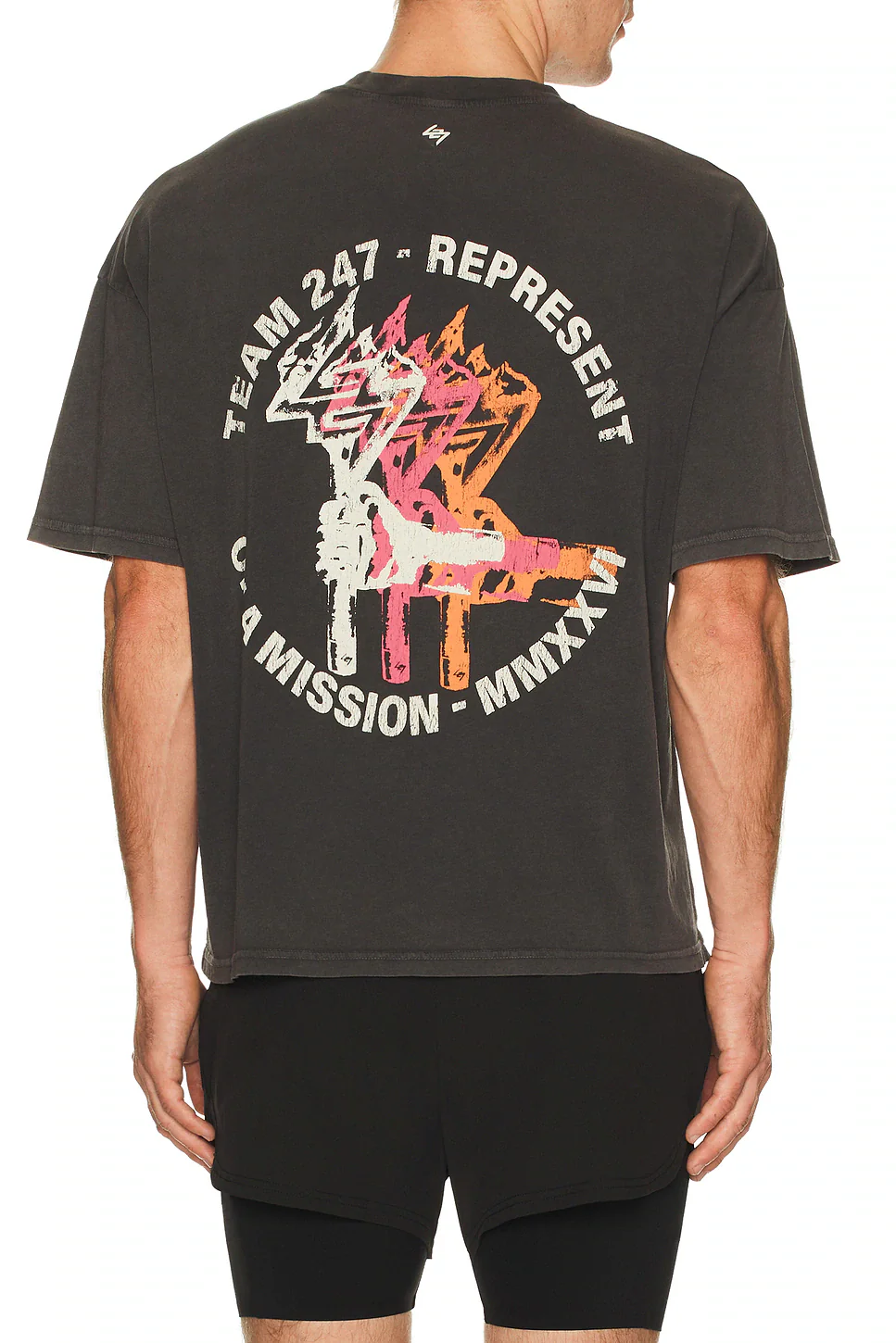 Represent 247 Torch Cropped Tee - Washed Black - Image 2