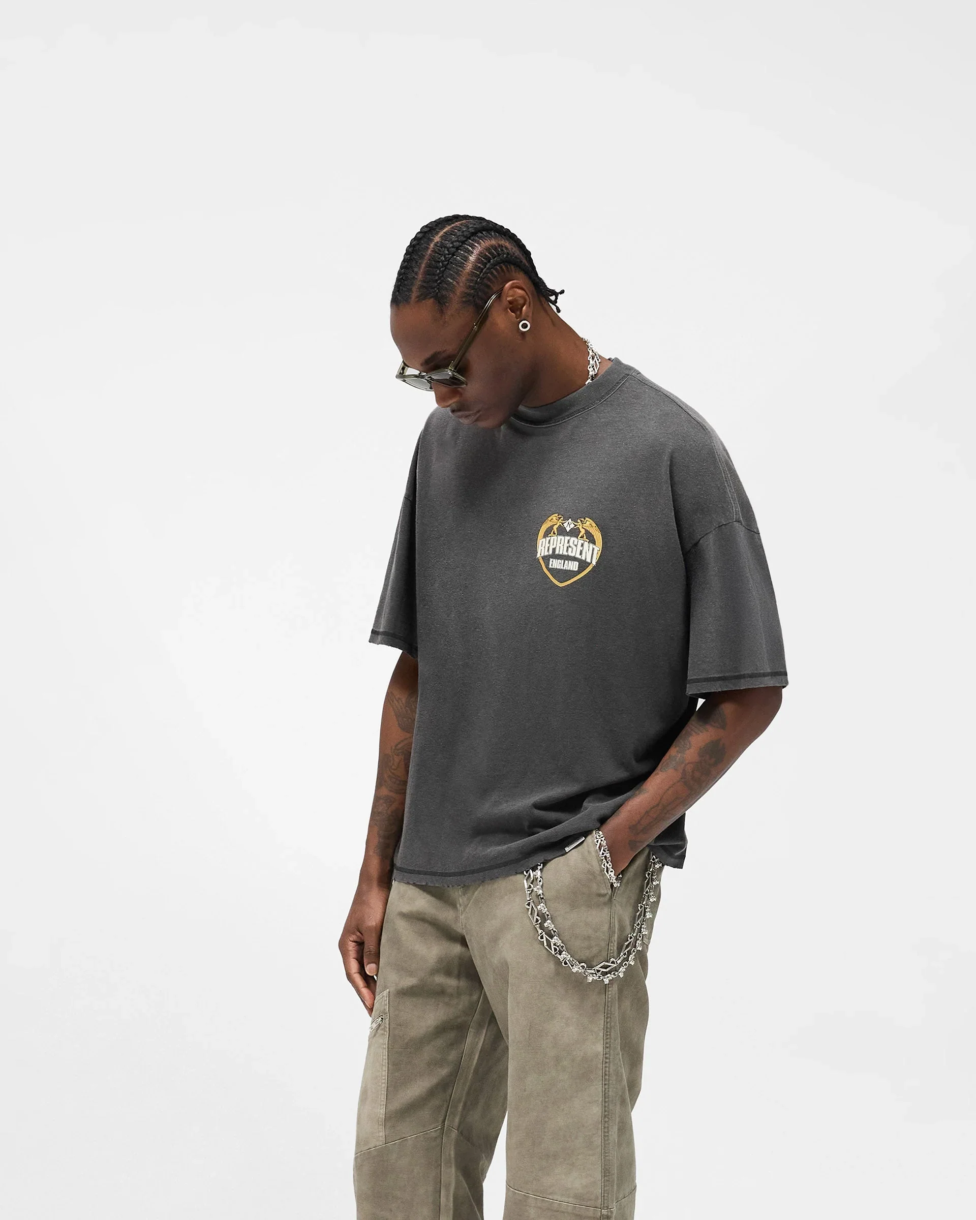 Represent Angel Border Tee - Stained Black - Image 2
