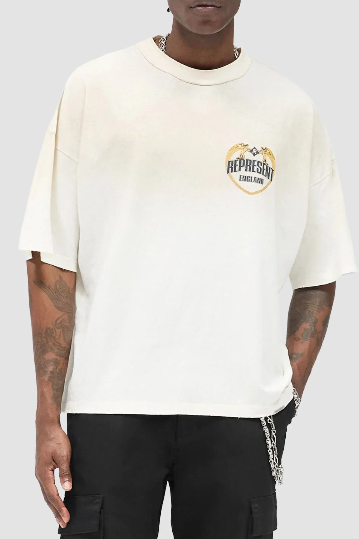 Represent Angel Border Tee - Washed Ecru