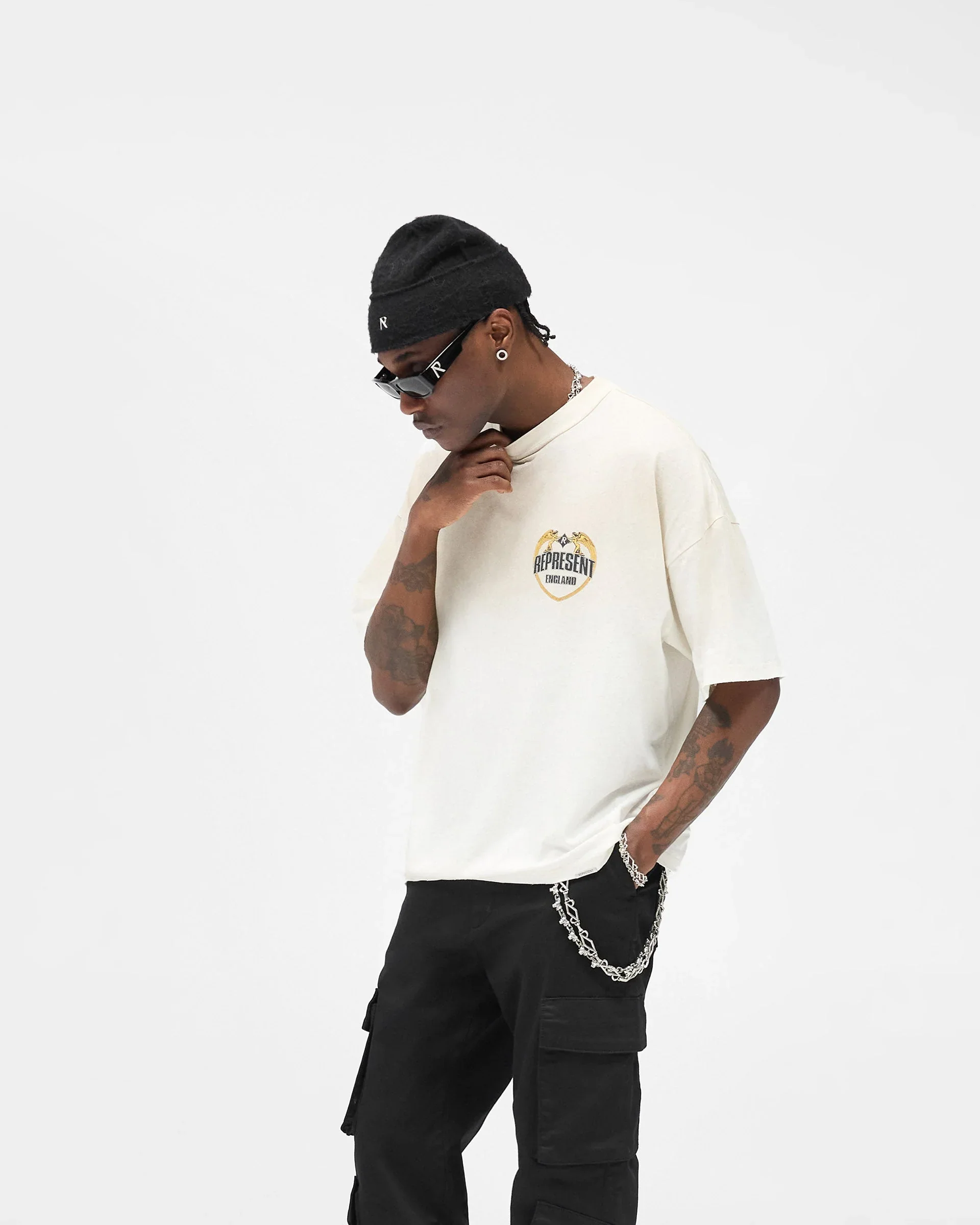 Represent Angel Border Tee - Washed Ecru - Image 2