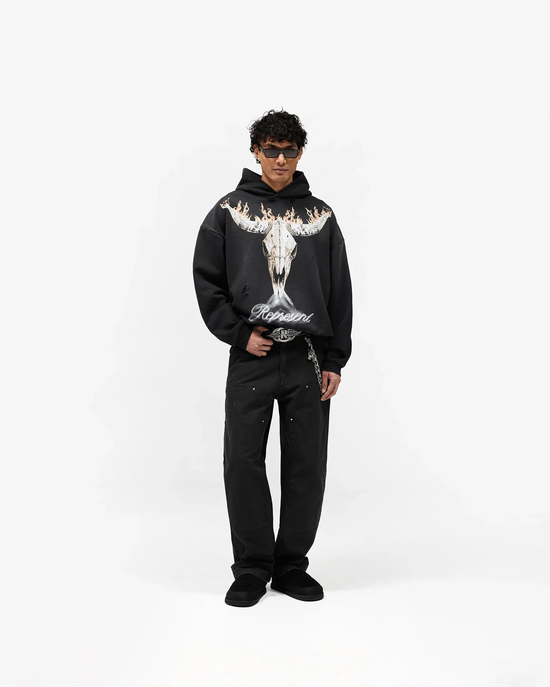 Represent British Cowboy Hoodie - Stained Black - Image 2