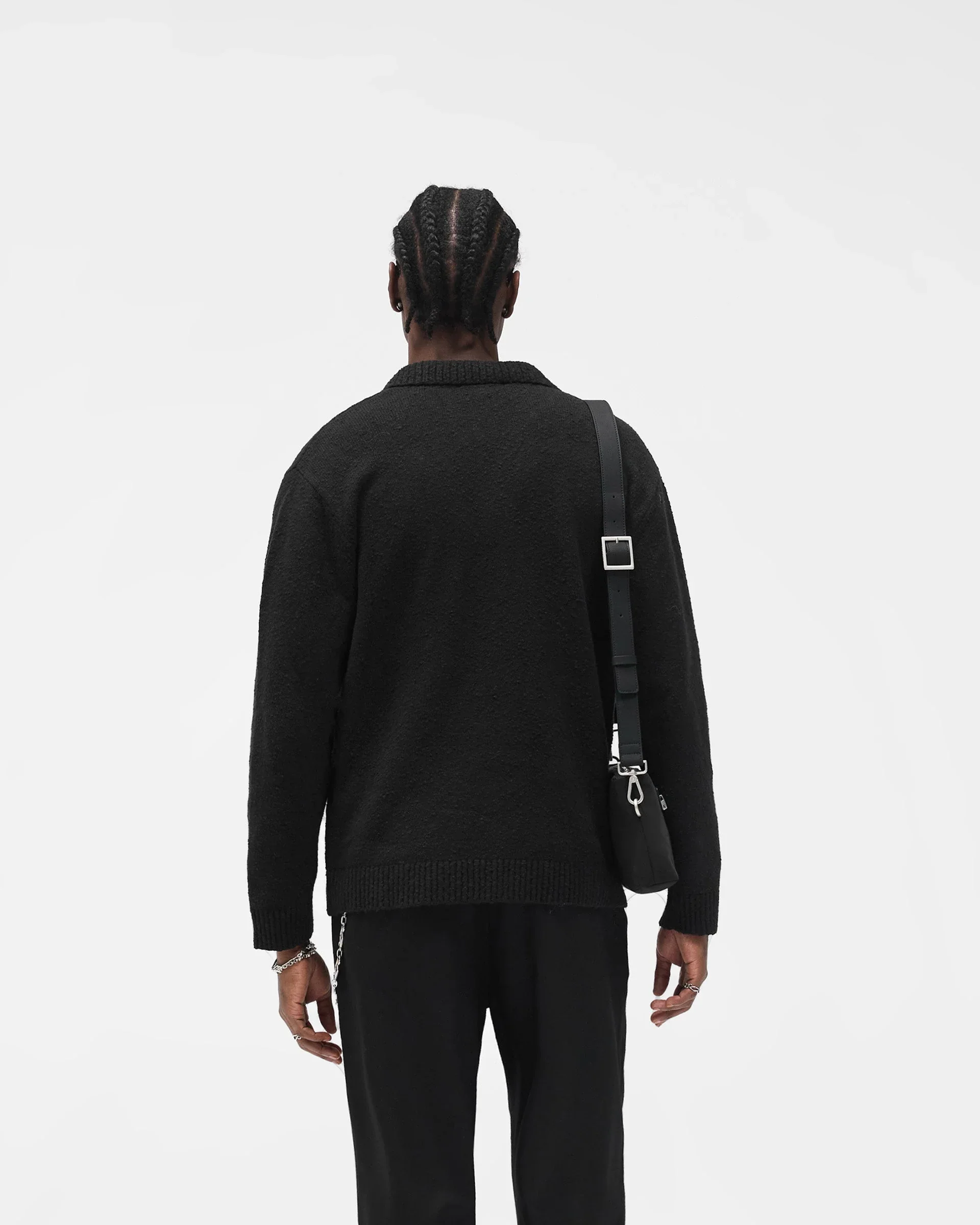 Represent Knitted Polo Top - Jet Black - Image 2