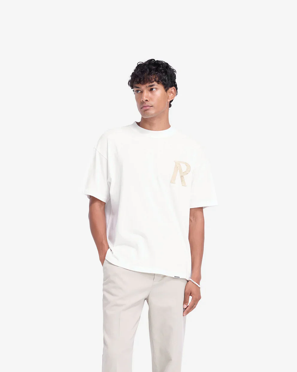 Represent Masking Tape Initial Tee - Flat White - Image 3
