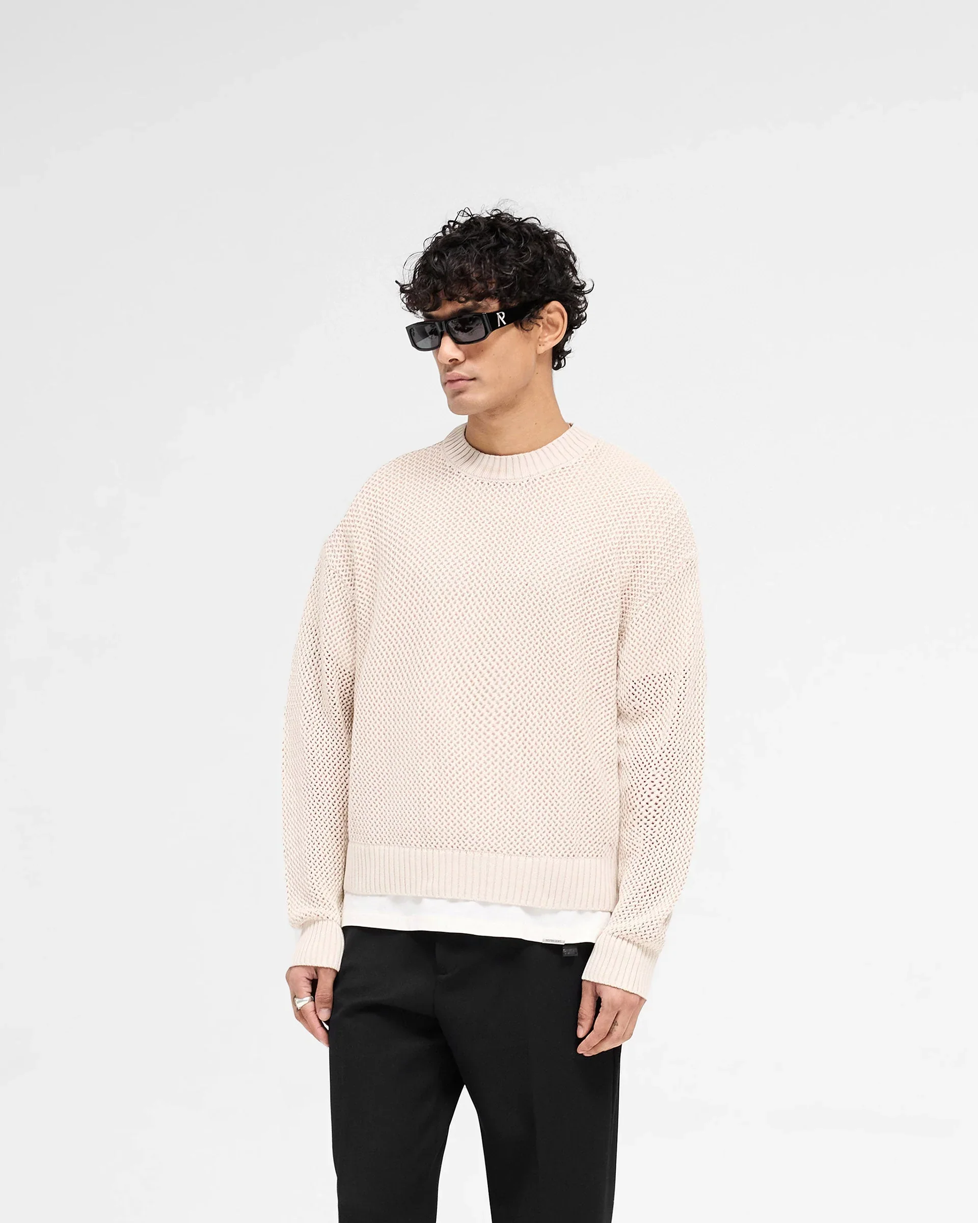 Represent Open Gauge Knit Crewneck - Off White - Image 2