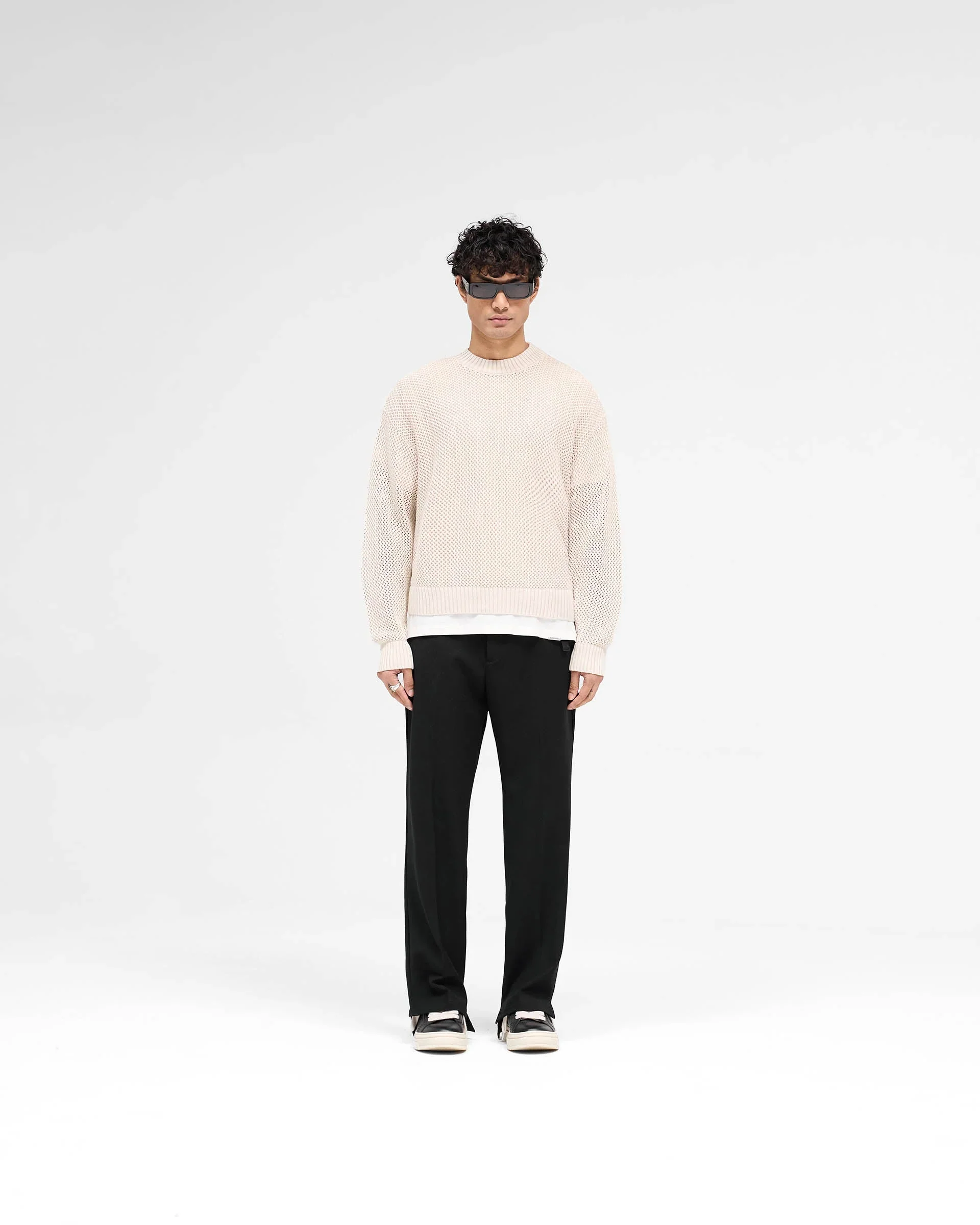 Represent Open Gauge Knit Crewneck - Off White - Image 4