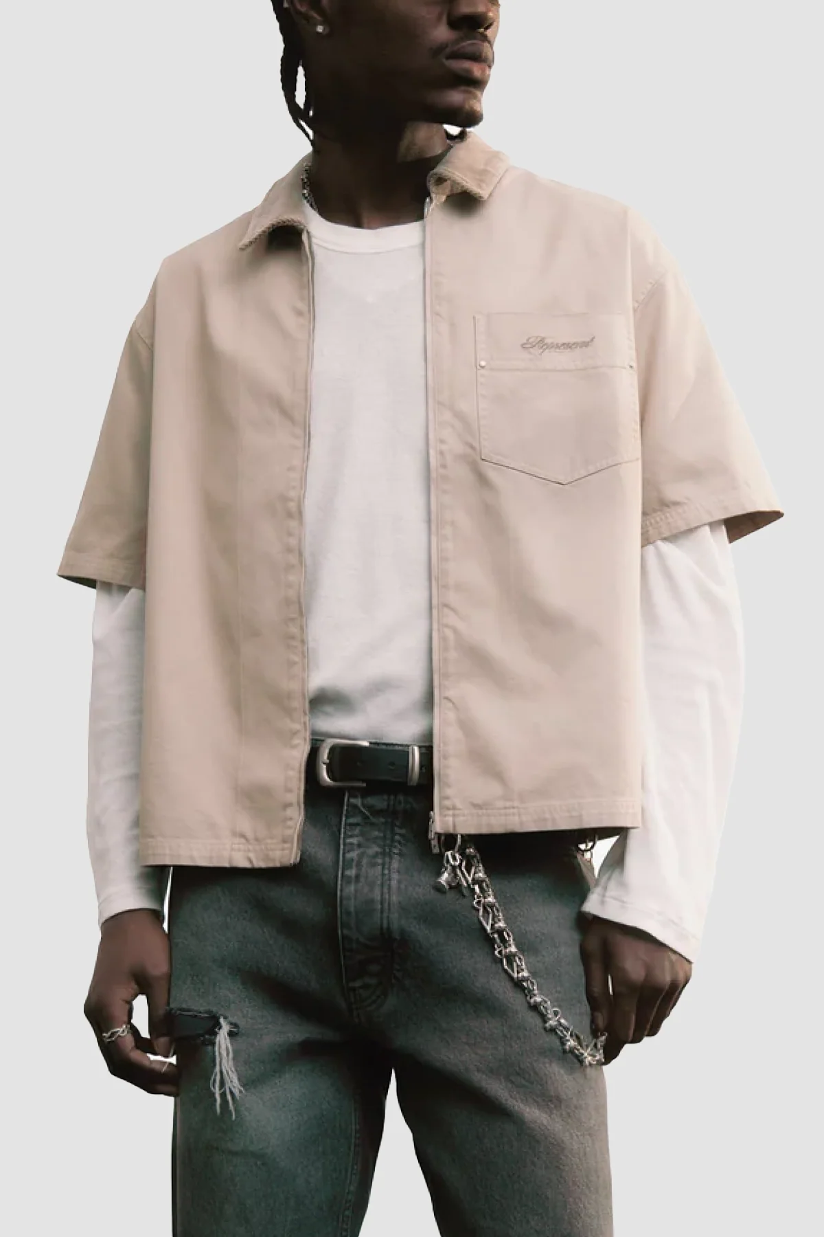 Represent Ramona Zipped Shirt - Vintage Khaki