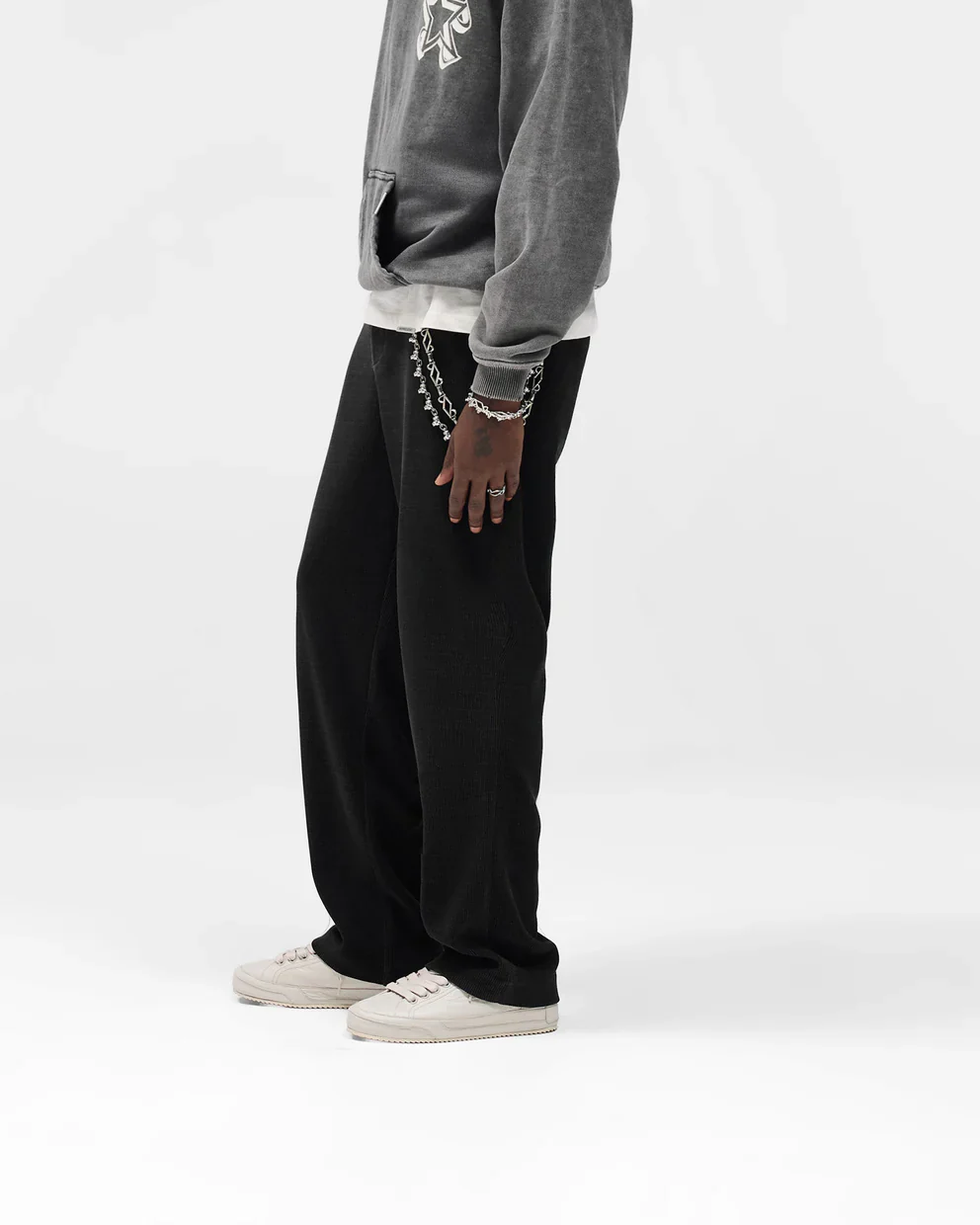 Represent Ribbed Hybrid Pants - Washed Black - Image 2