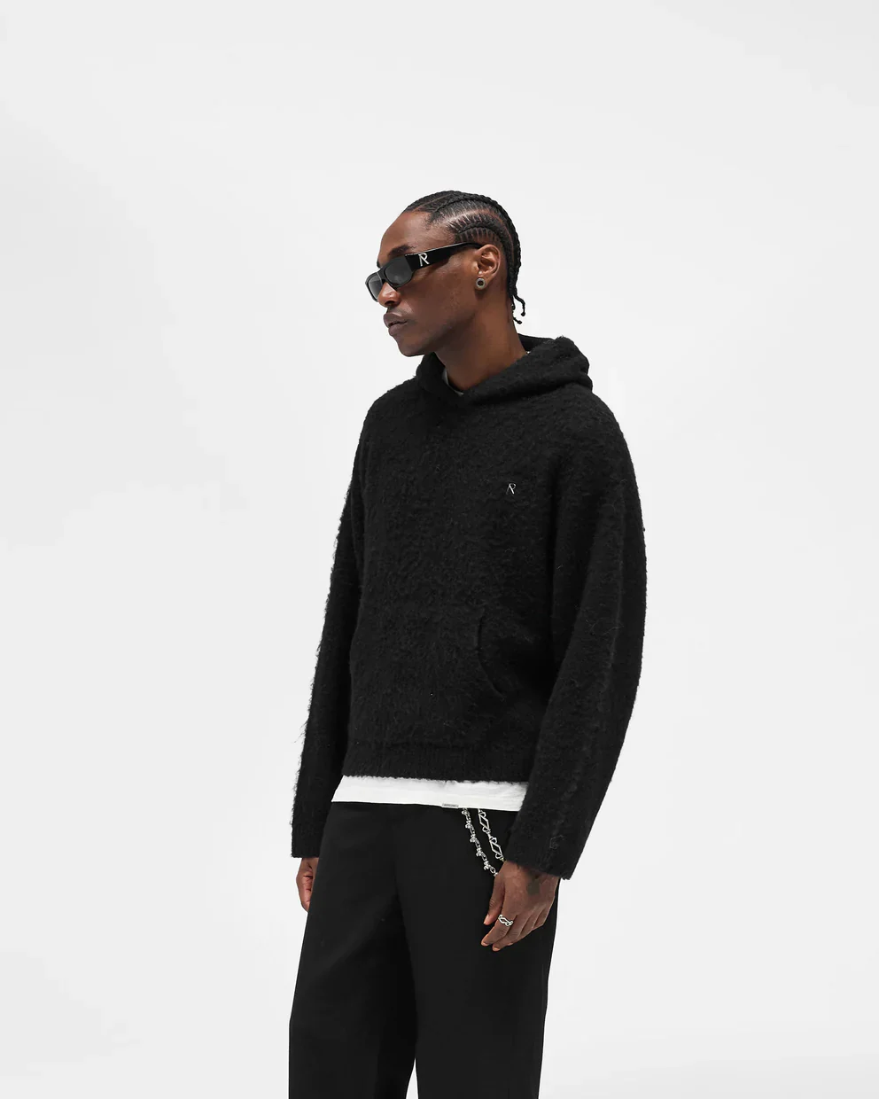 Represent Textured Borg Hoodie - Jet Black - Image 2
