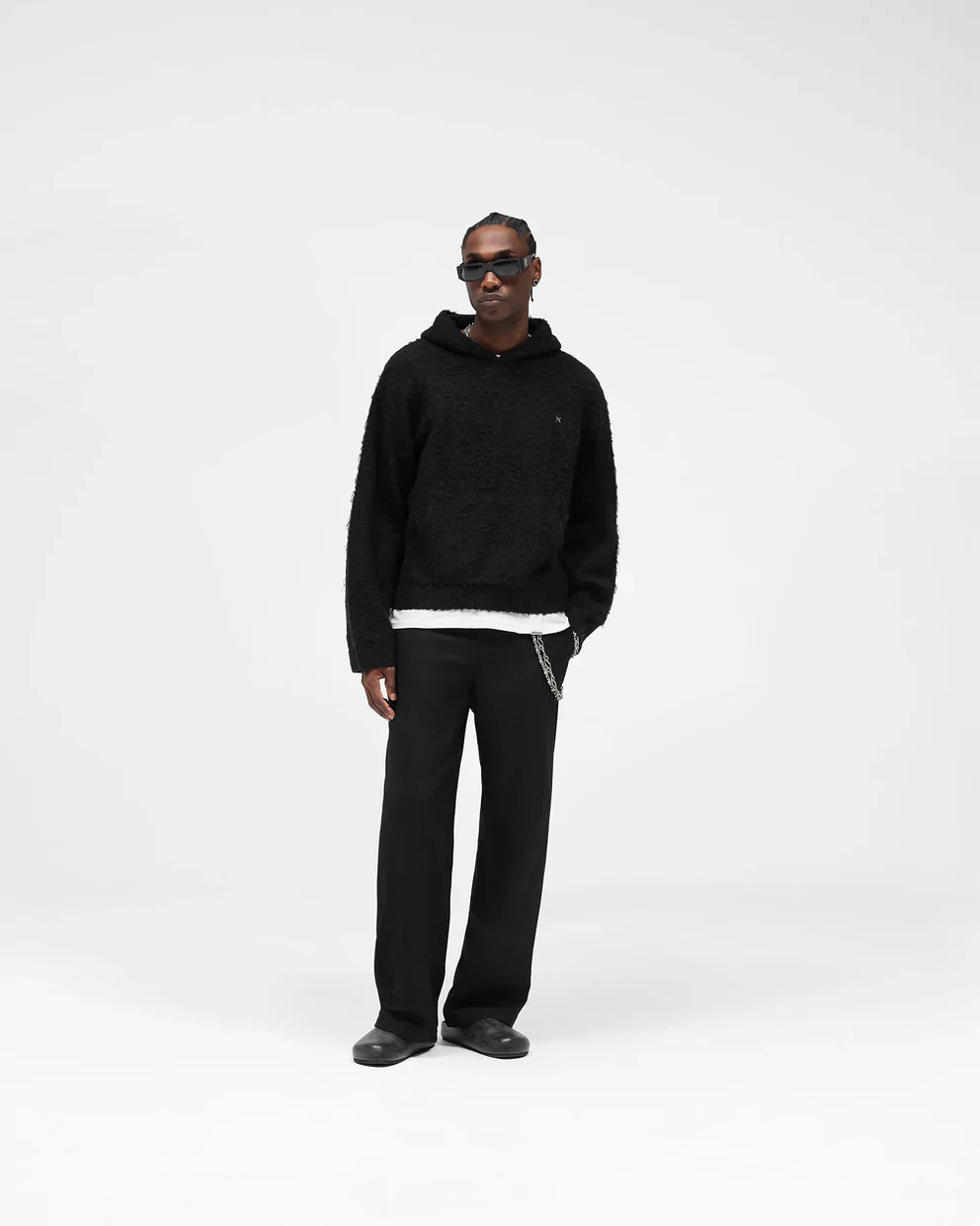 Represent Textured Borg Hoodie - Jet Black - Image 4