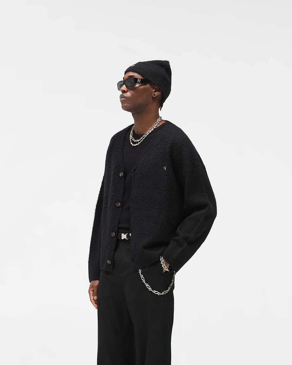 Represent Textured Knit Cardigan - Jet Black - Image 2