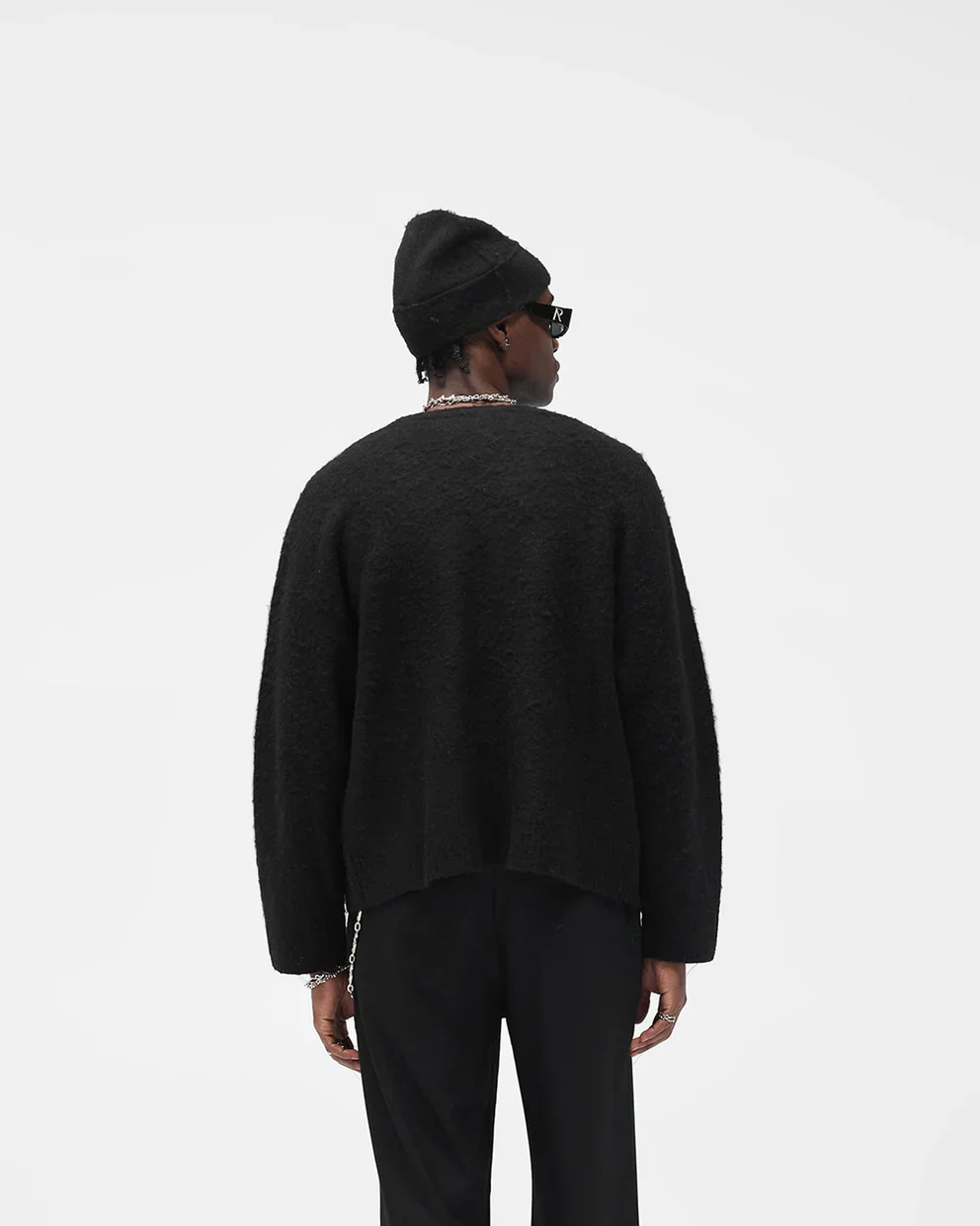Represent Textured Knit Cardigan - Jet Black - Image 3