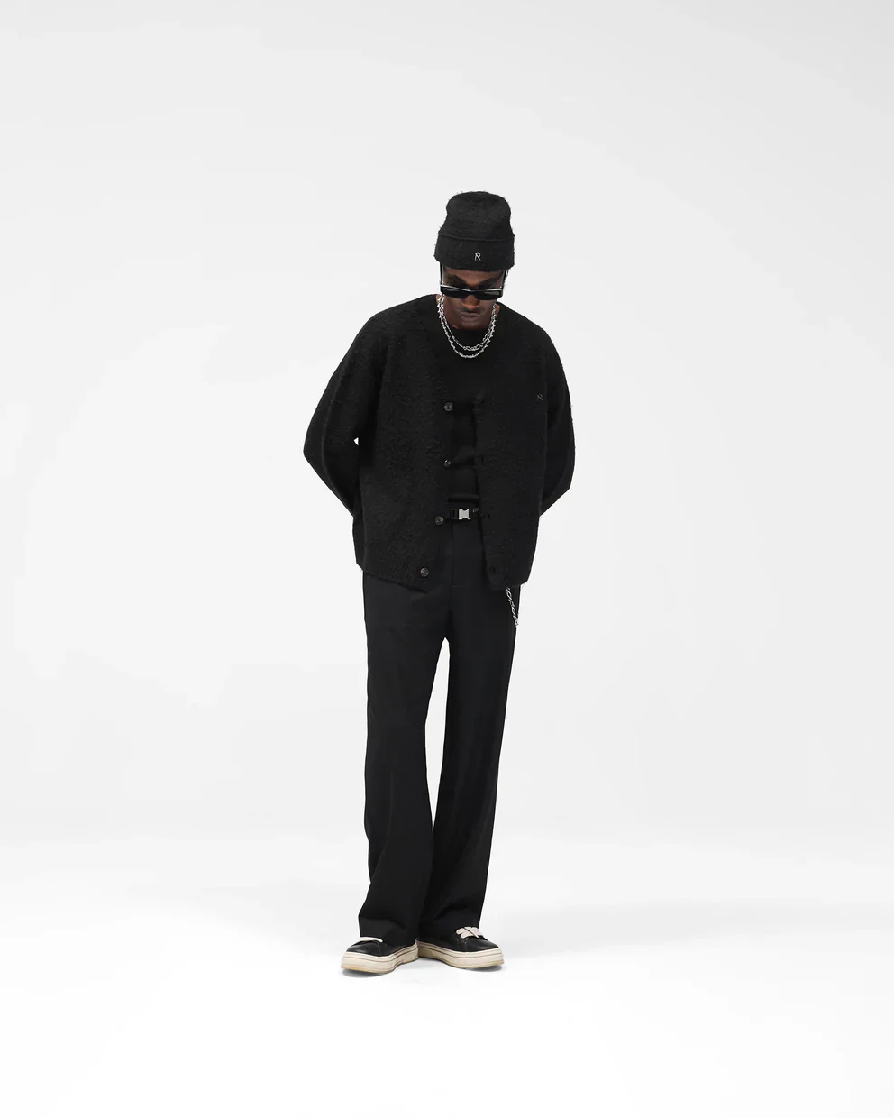 Represent Textured Knit Cardigan - Jet Black - Image 4