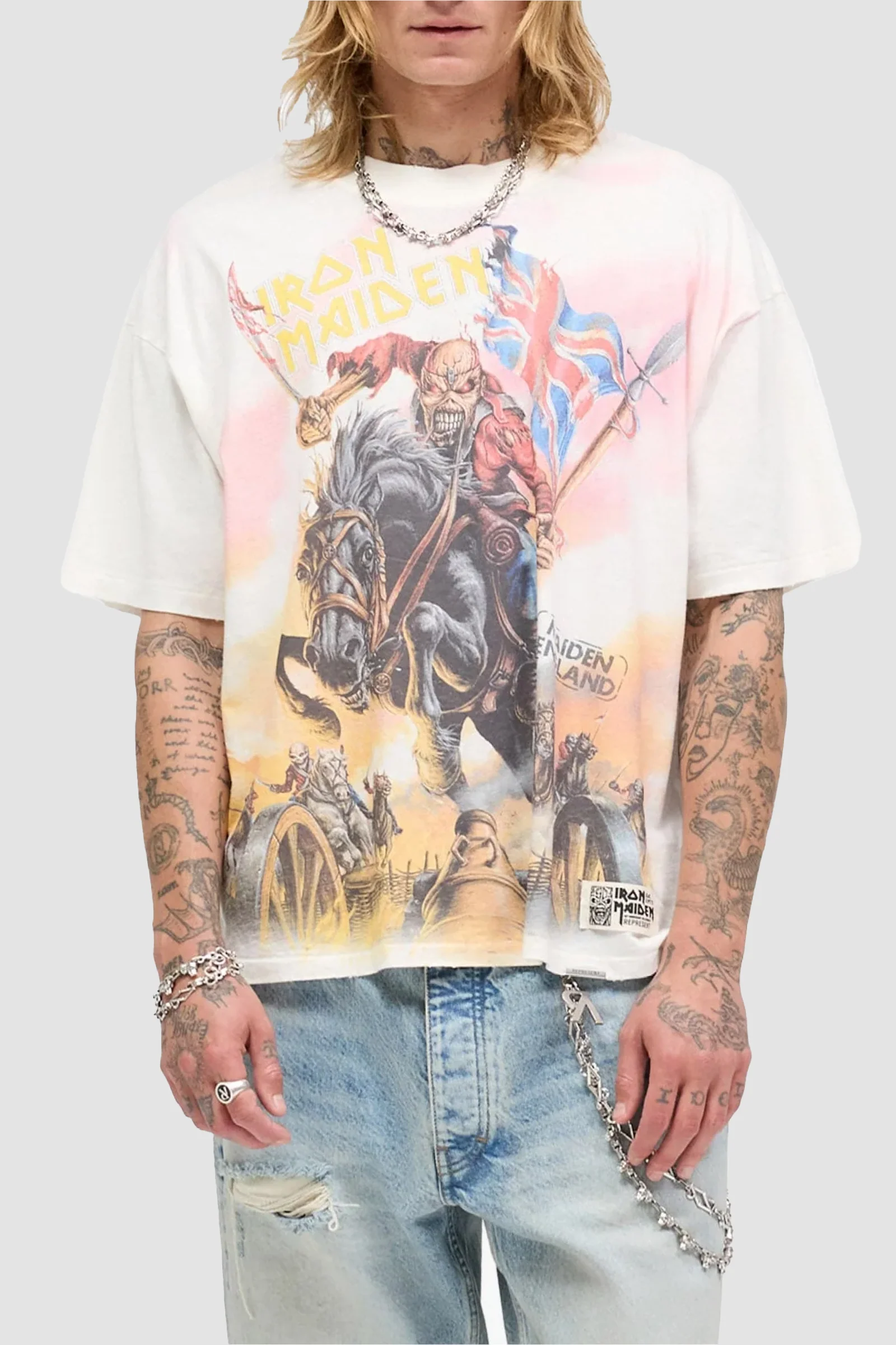 Represent X Iron Maiden Steed Tee - Flat White