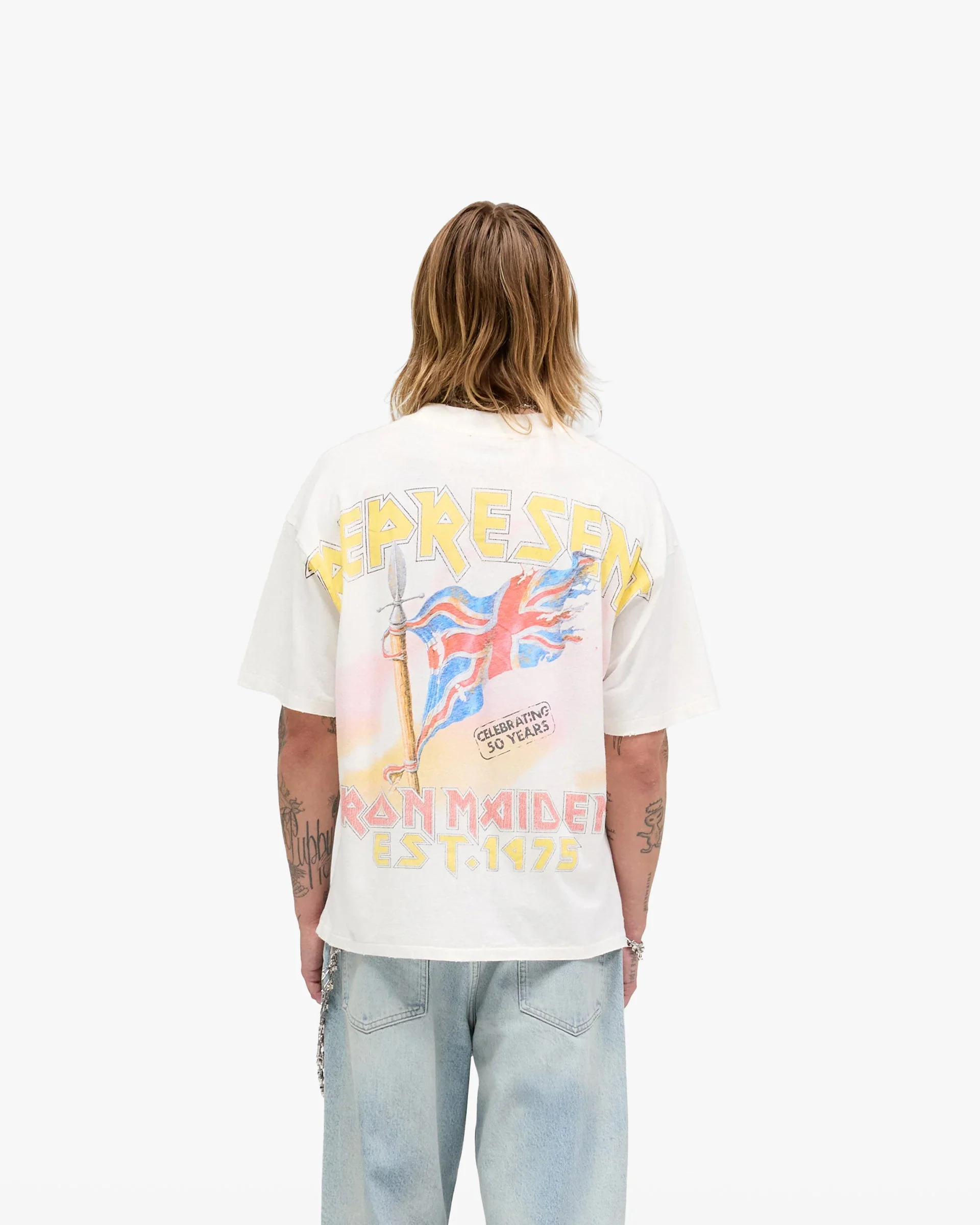 Represent X Iron Maiden Steed Tee - Flat White - Image 3