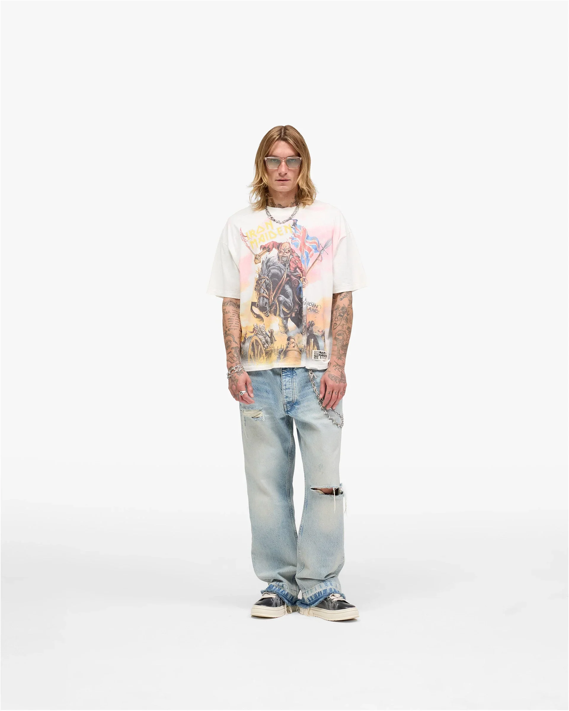 Represent X Iron Maiden Steed Tee - Flat White - Image 4