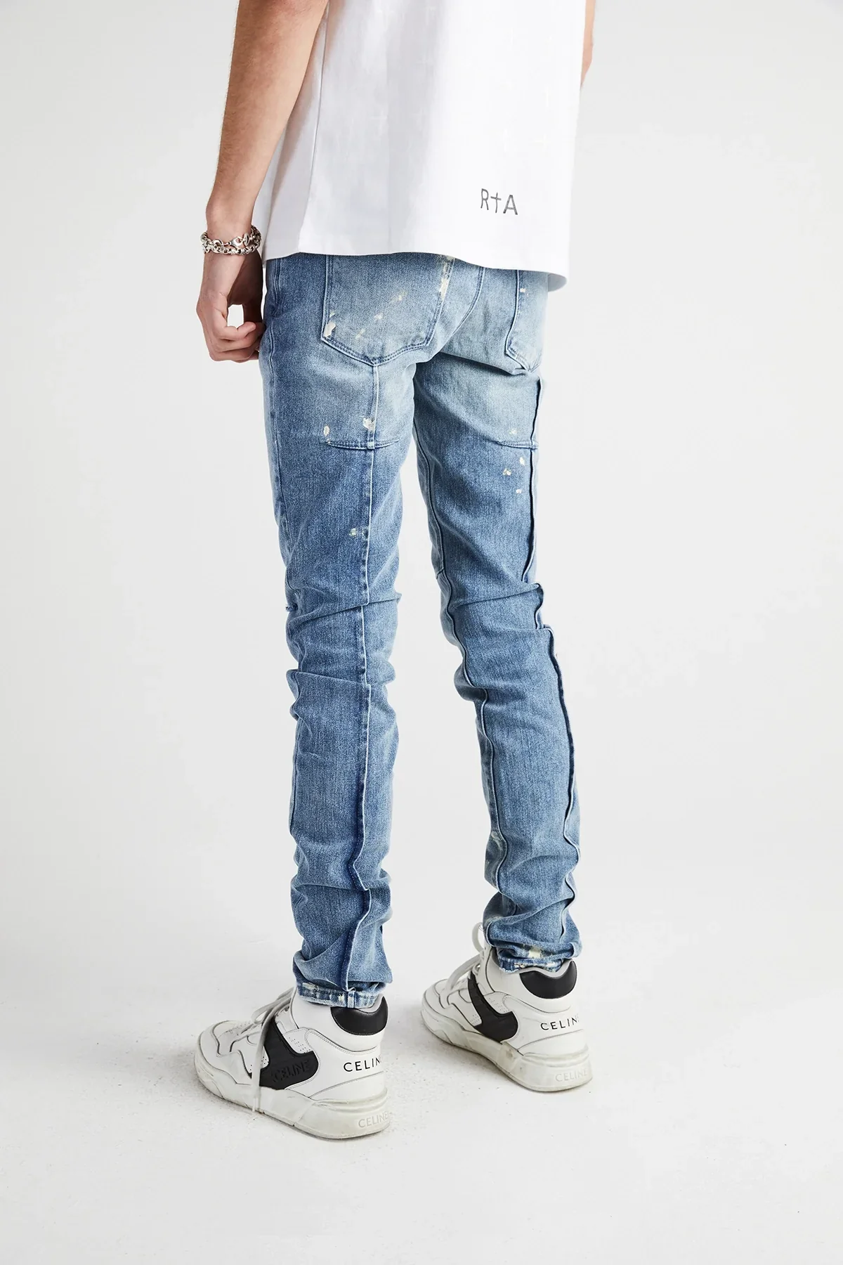 RTA Clayton Distressed Skinny Jeans - Blue - Image 3