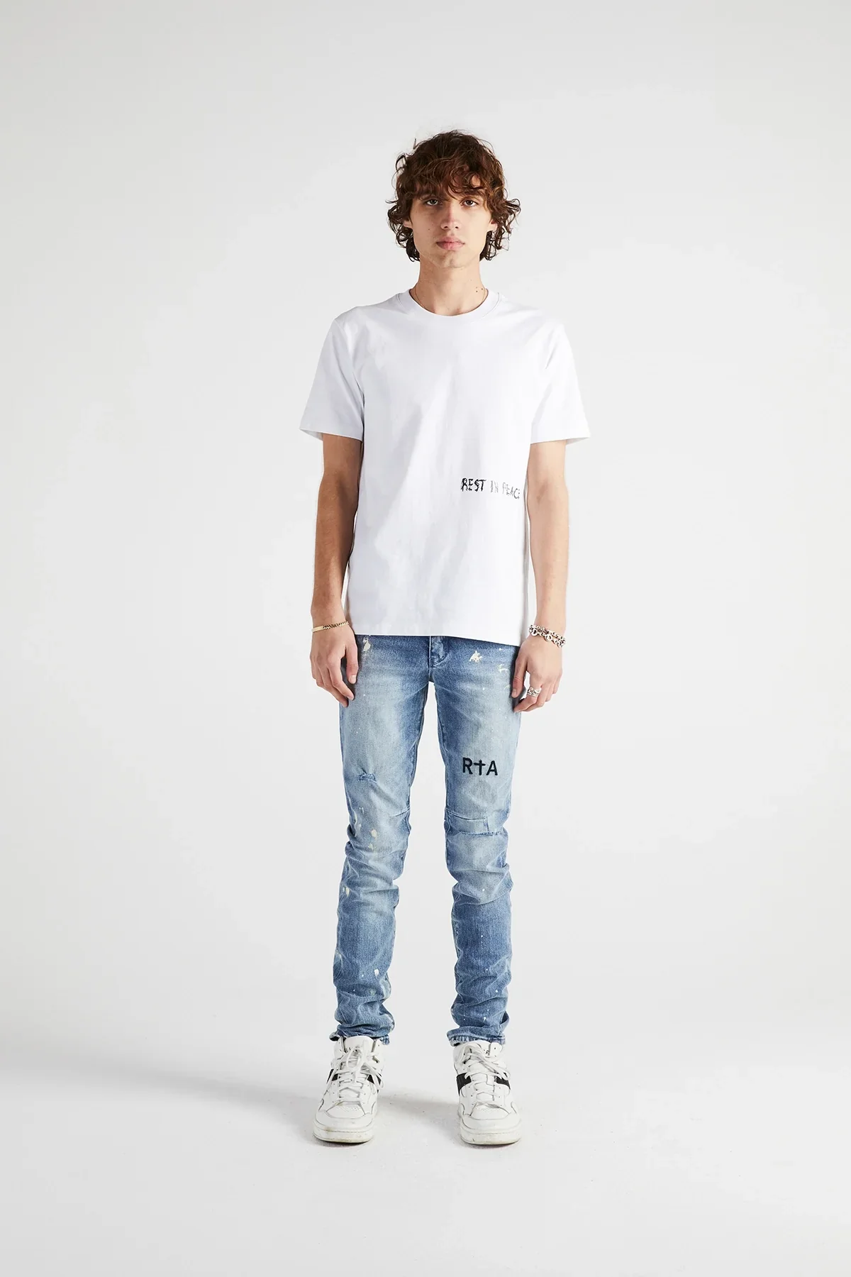 RTA Clayton Distressed Skinny Jeans - Blue - Image 4