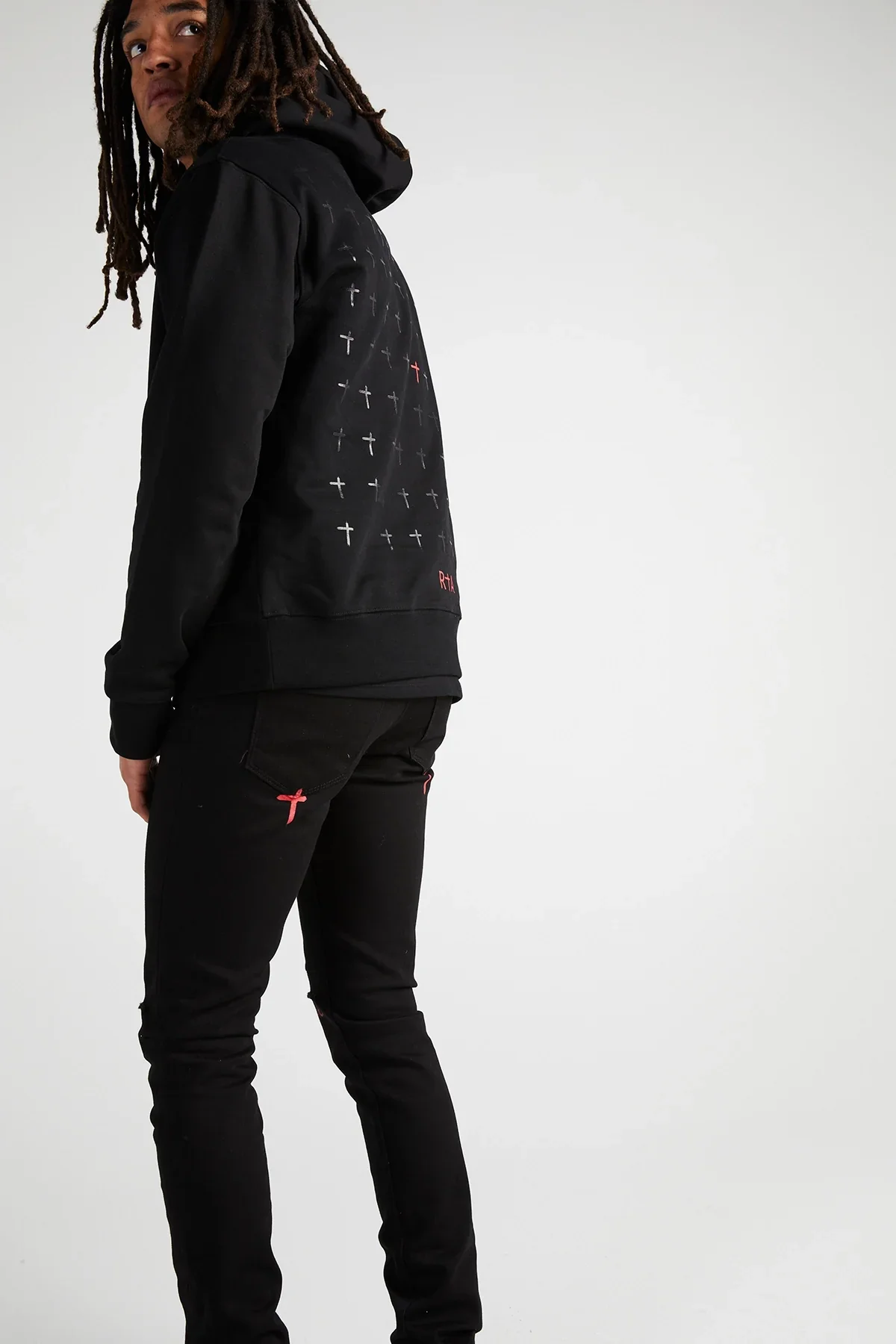 RTA Dion RIP Cross Hoodie - Black - Image 3
