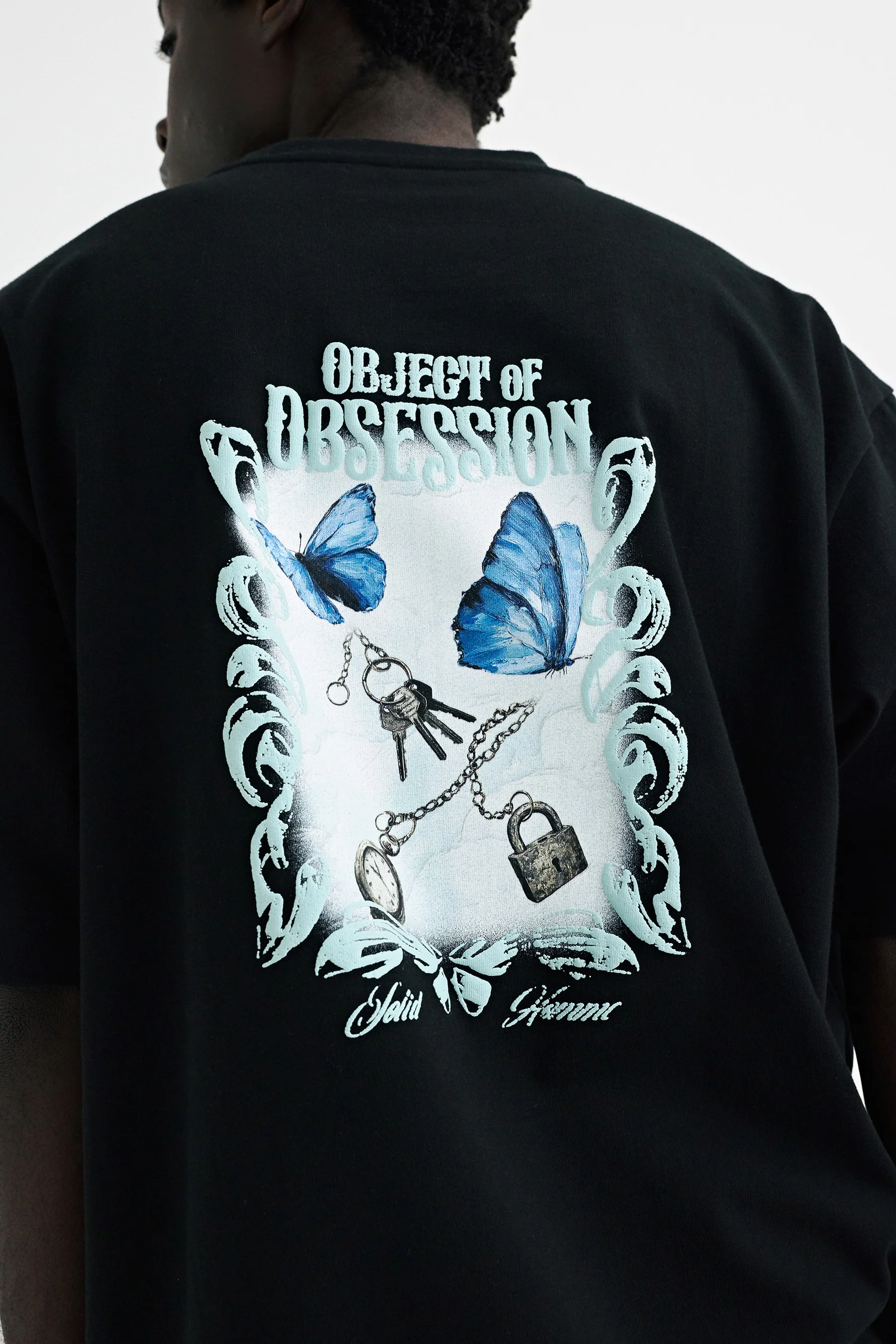 Solid Homme Butterfly Graphic SS Tee - Black - Image 3