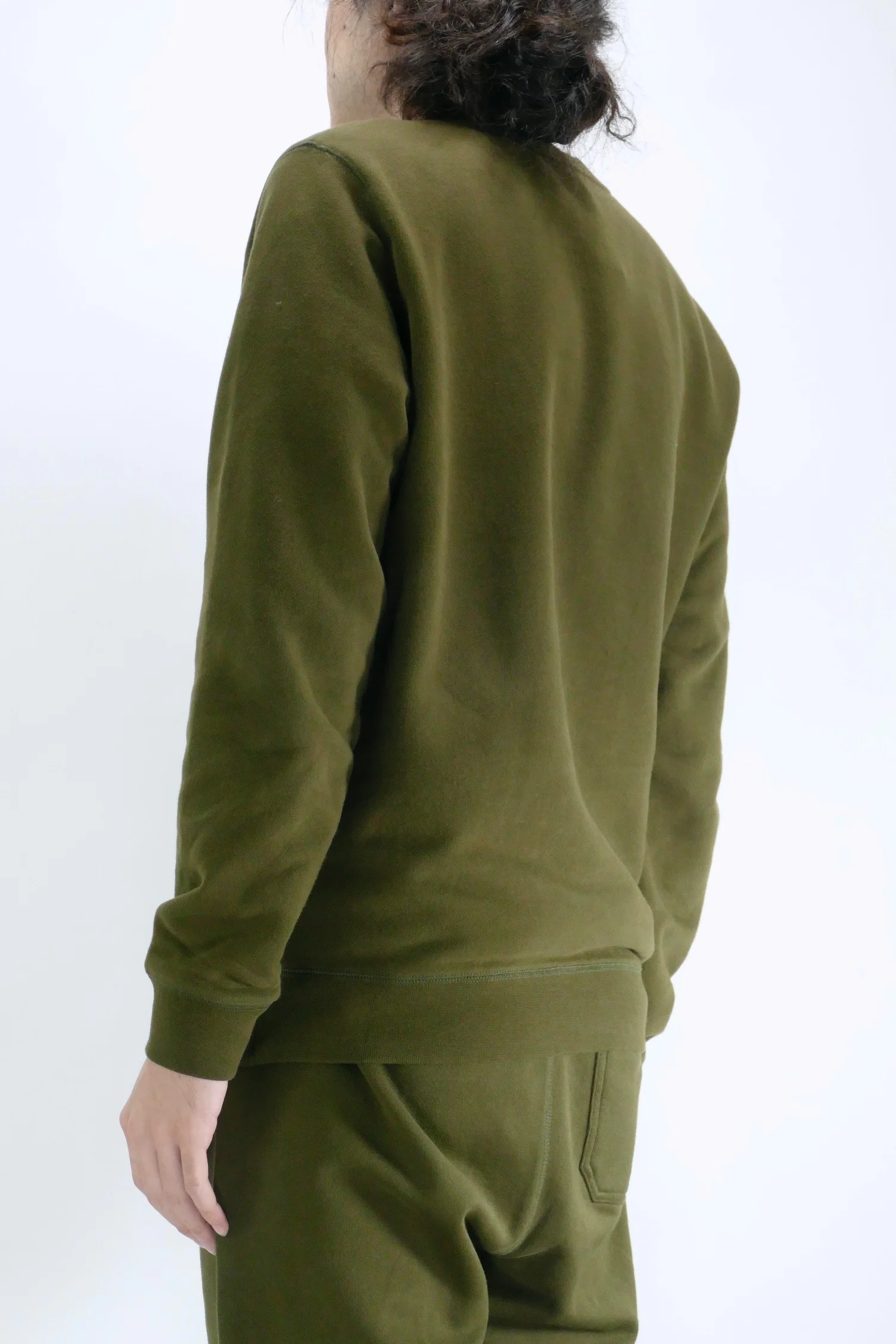 Sunspel Cotton Loopback Sweatshirt - Dark Moss - Image 3