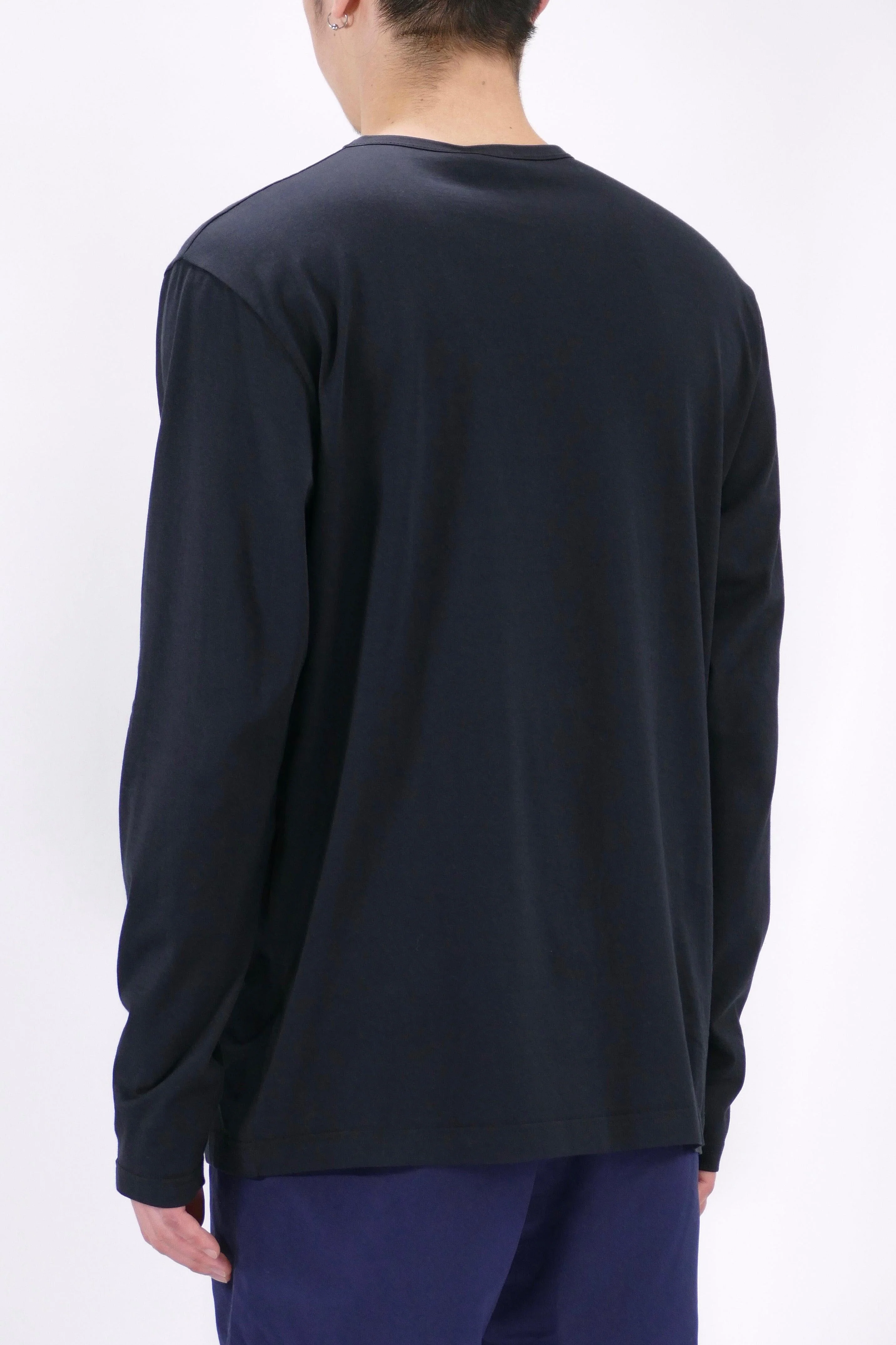 Sunspel Long Sleeve Crewneck - Black - Image 3