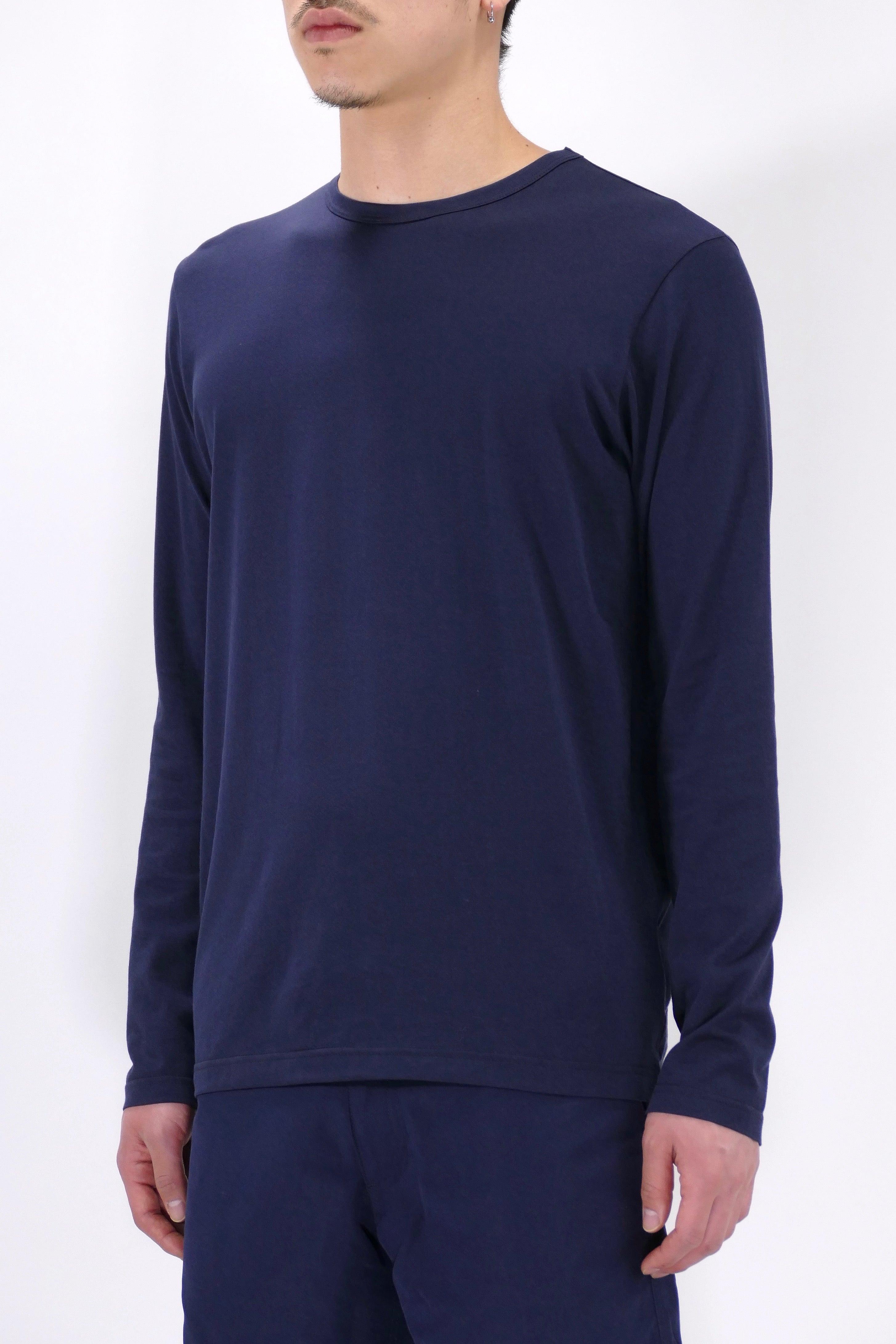 Sunspel Long Sleeve Crewneck - Navy - Image 3