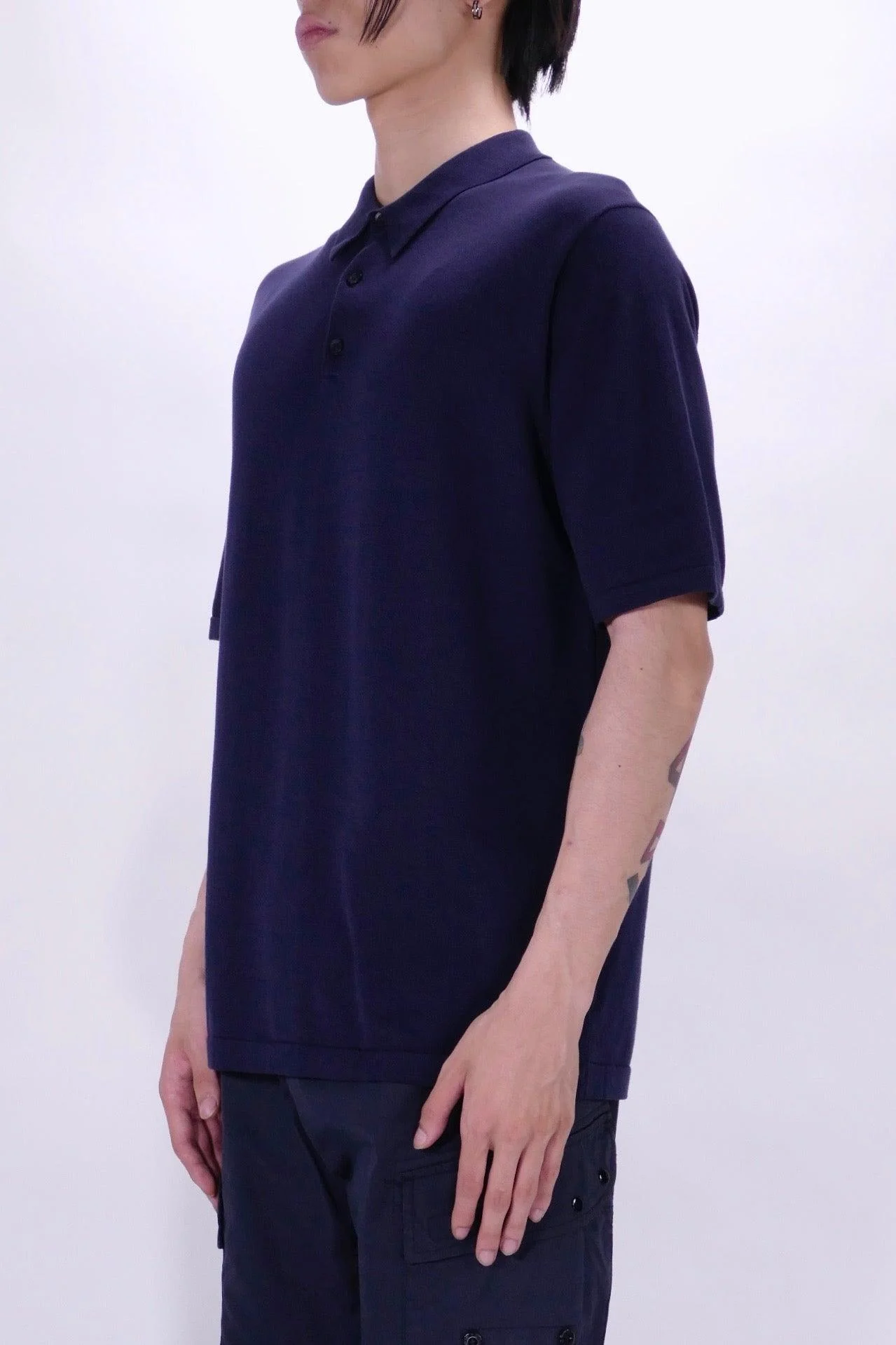 Sunspel Sea Island Cotton Knit Polo - Navy - Image 3