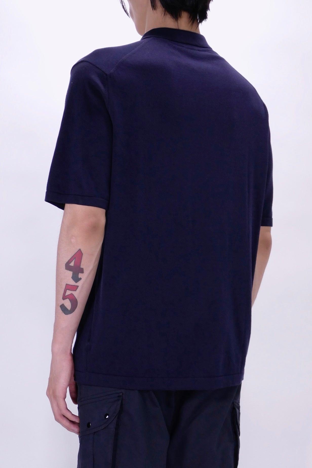 Sunspel Sea Island Cotton Knit Polo - Navy - Image 4