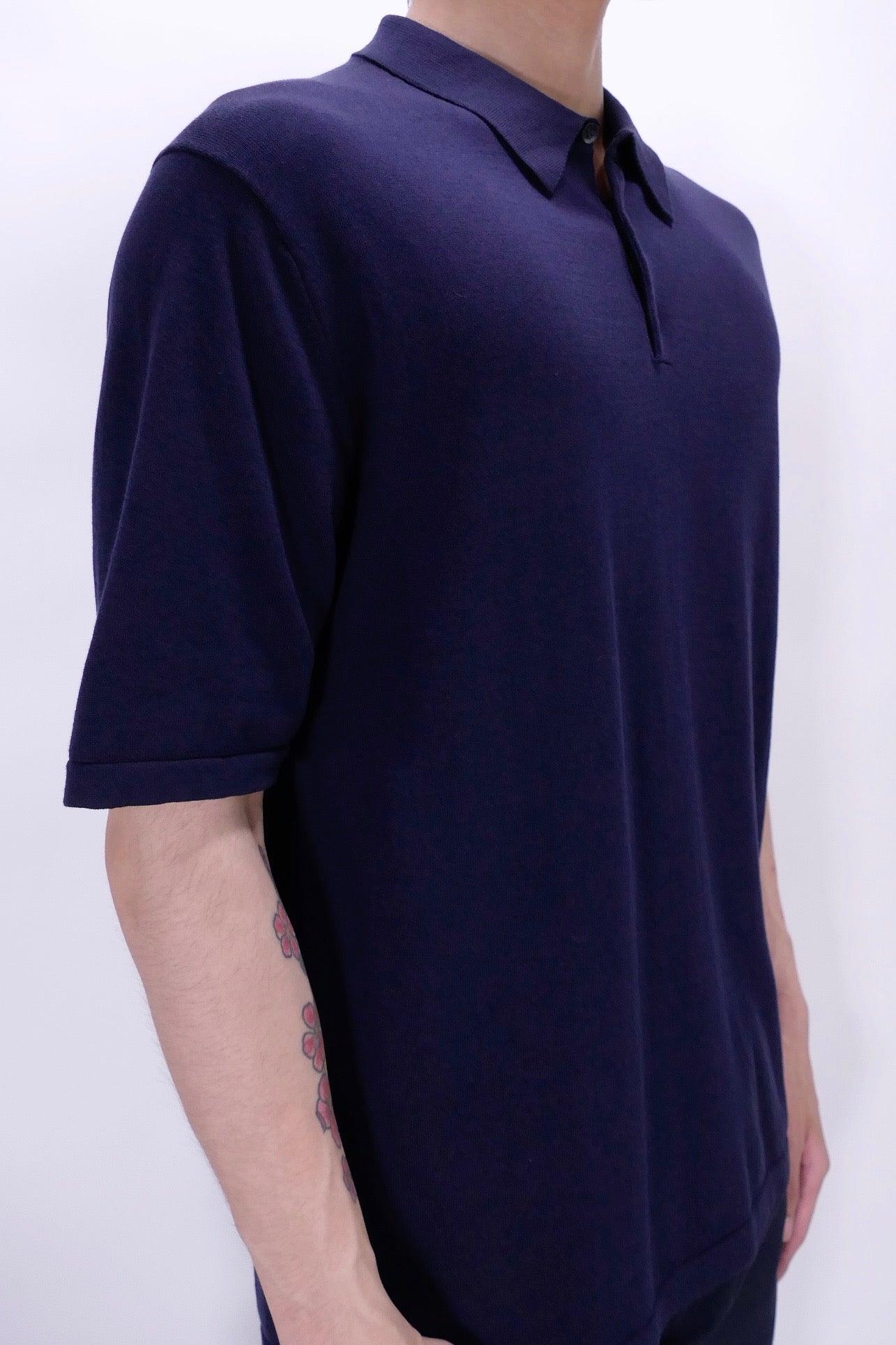 Sunspel Sea Island Cotton Knit Polo - Navy - Image 5