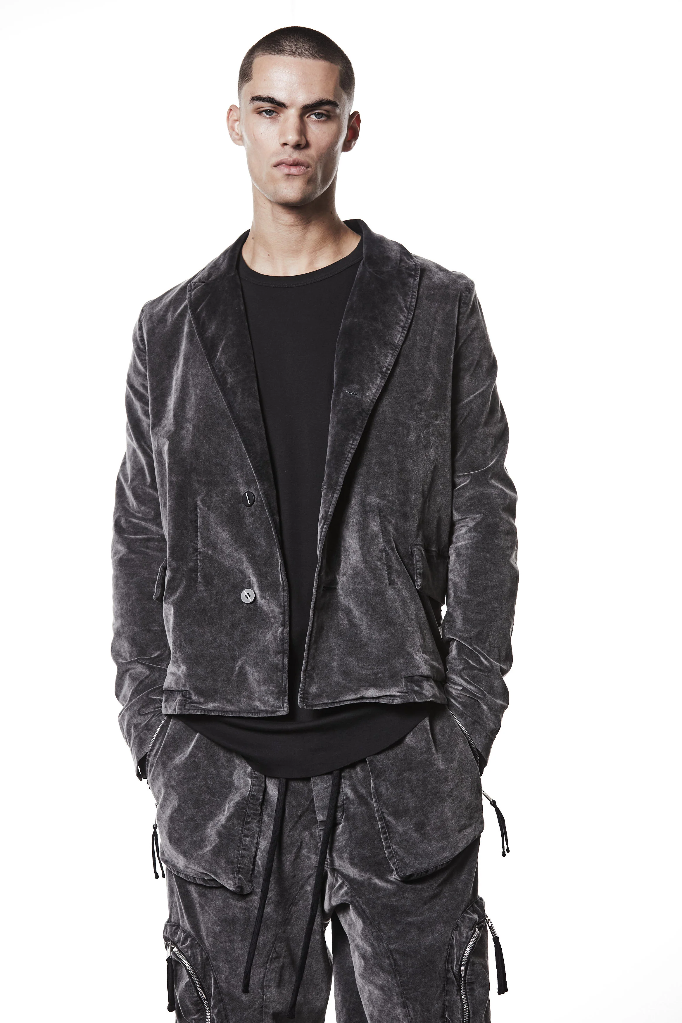 thom/krom MB58 Velvet Blazer - Used Grey - Image 4