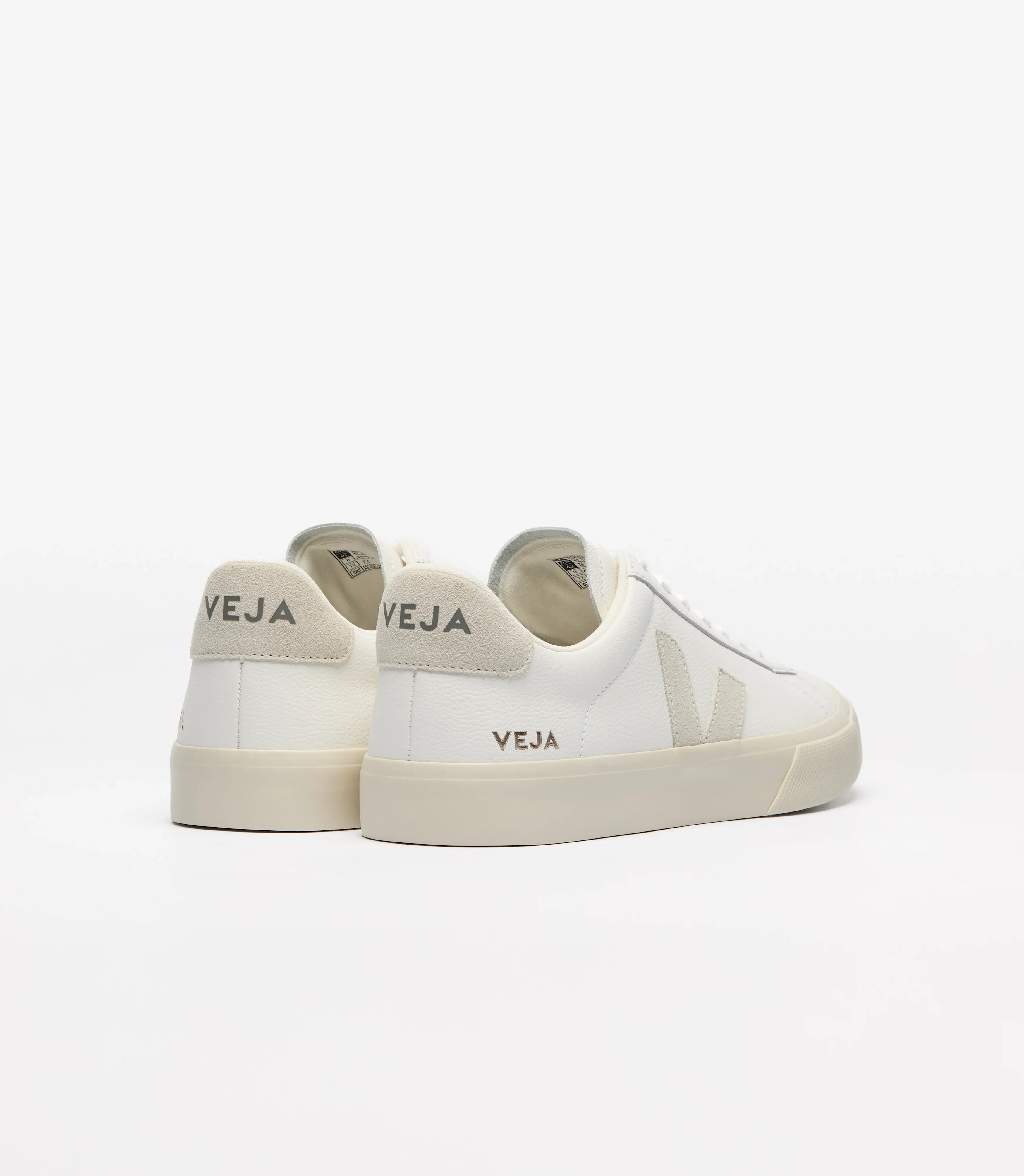 Veja Mens Campo ChromeFree Leather Sneakers - White/Natural - Image 3