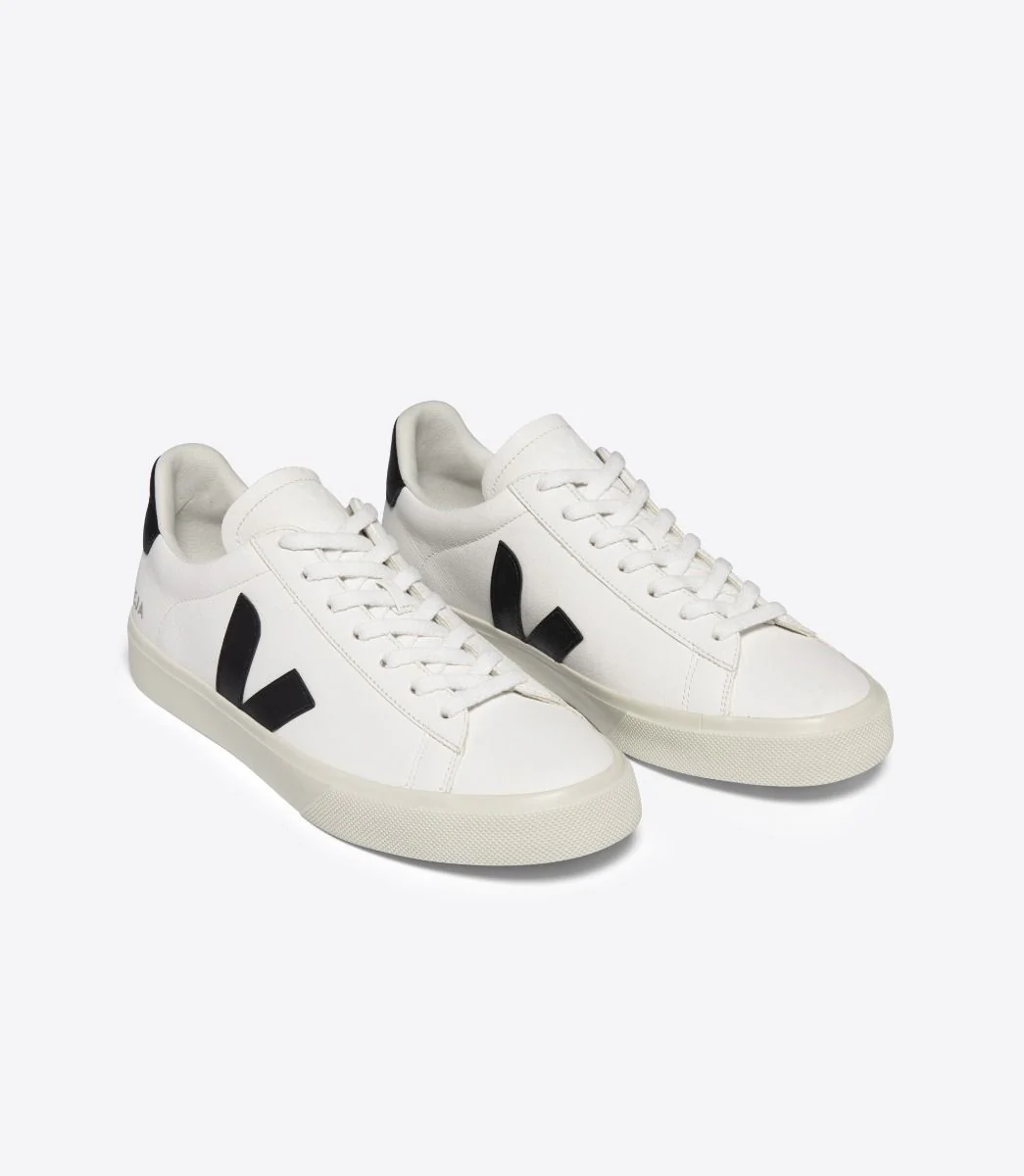 Veja Mens Campo ChromeFree Leather Sneakers - White/Black - Image 2