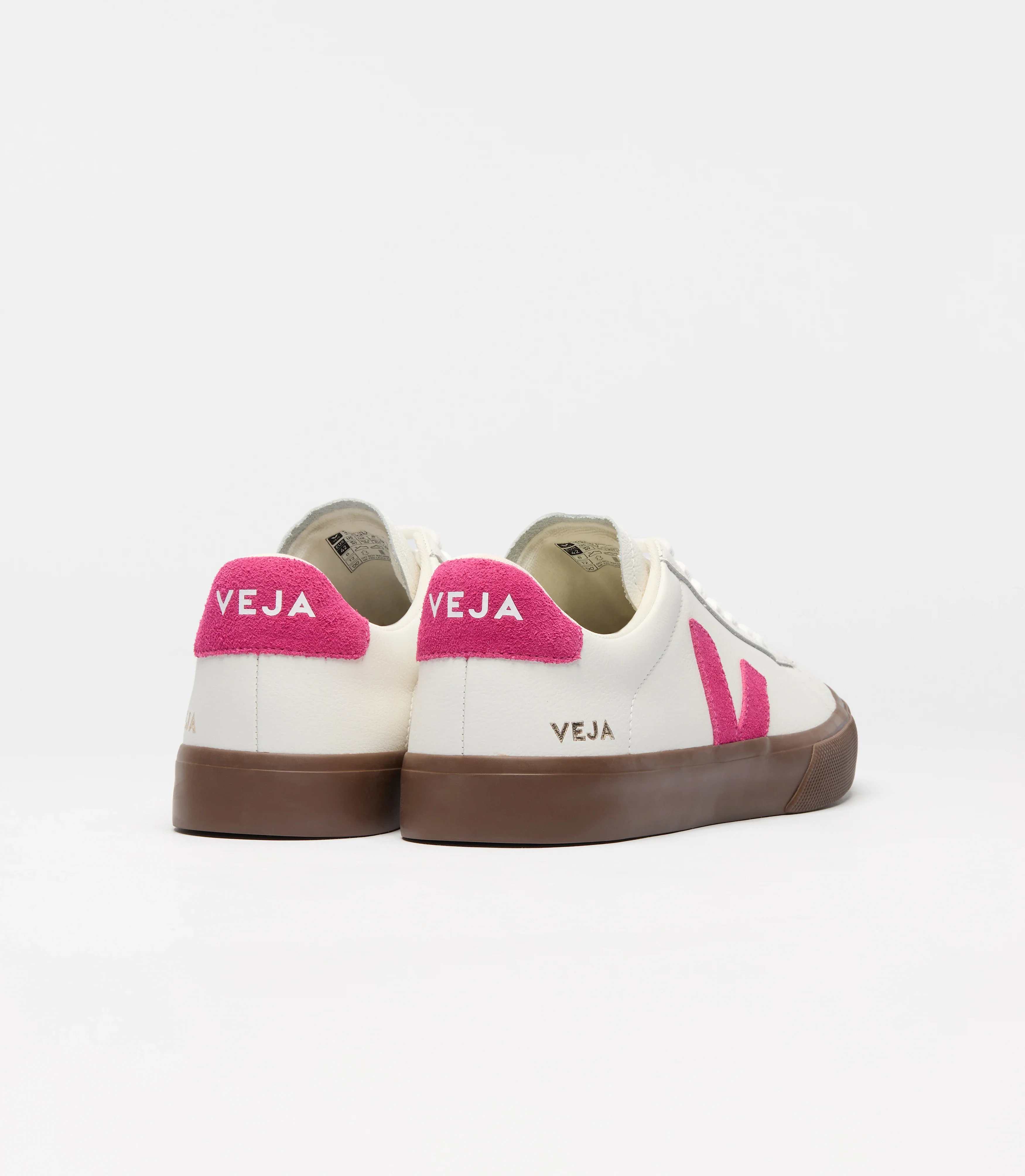 Veja Womens Campo Leather Sneakers - White/Pink Bark - Image 3