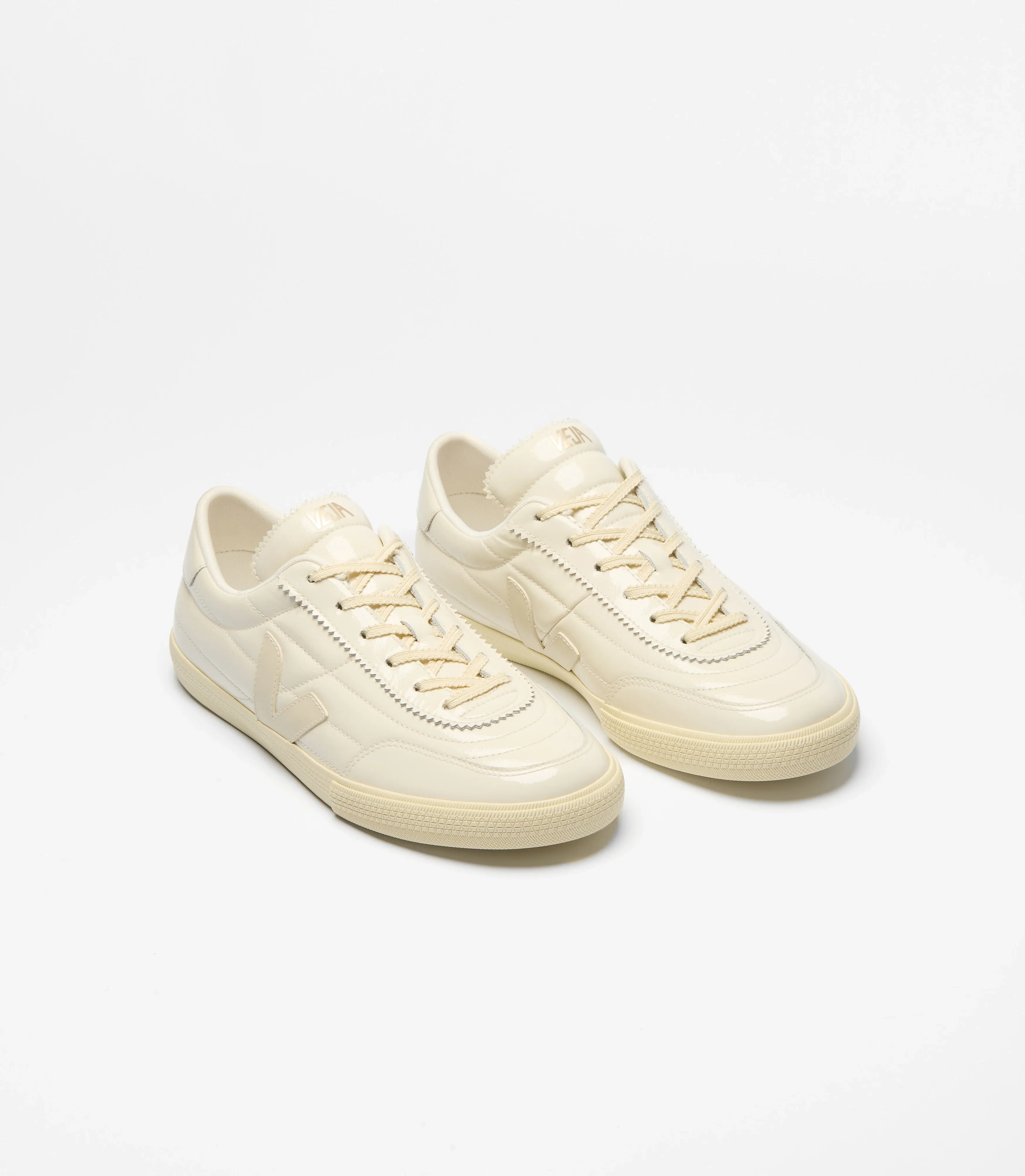 Veja Womens Panenka Patent Leather Sneakers - Off White - Image 2